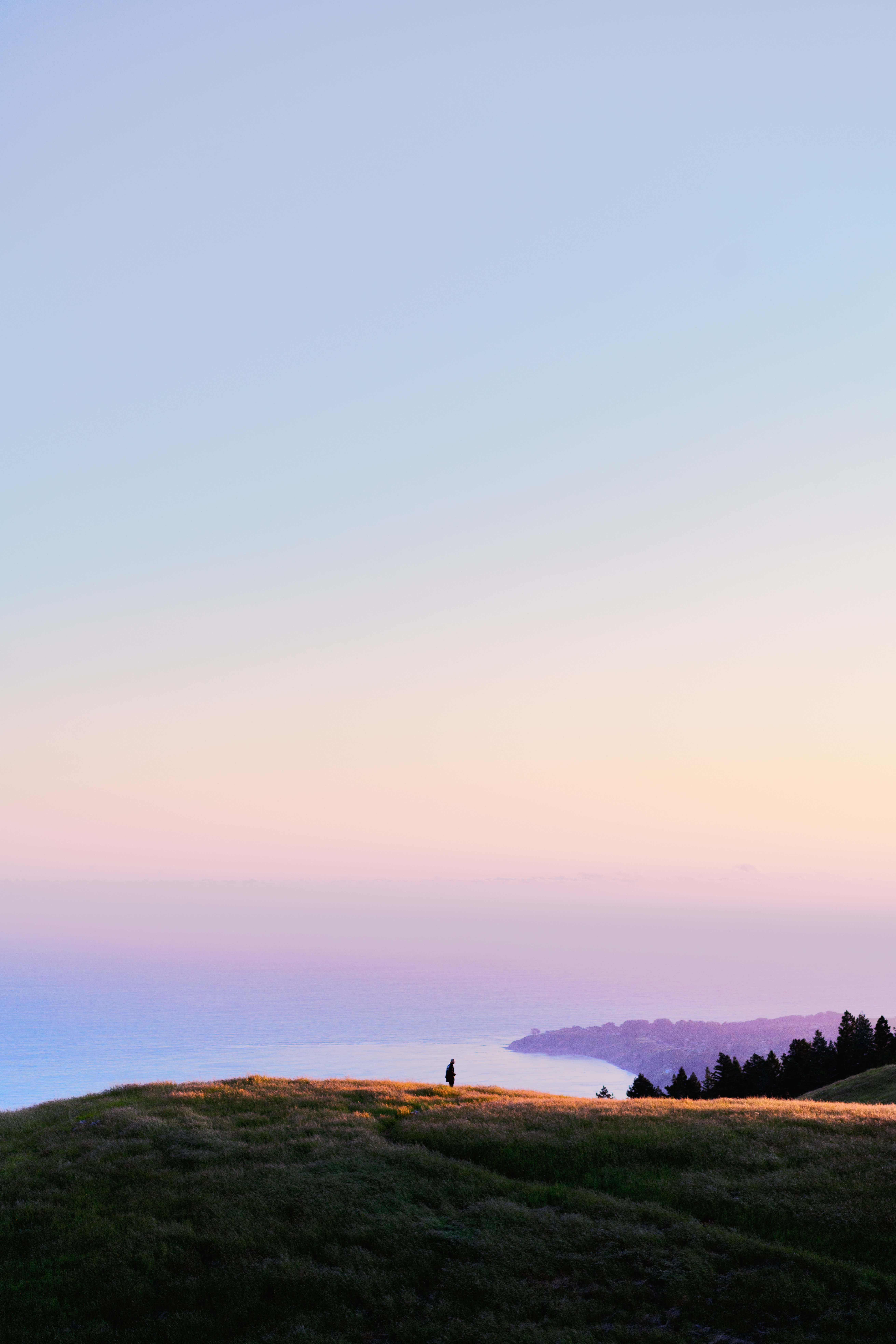 Free download wallpaper Nature, Horizon, Coast, Silhouette, Ocean, Hills, Fog on your PC desktop
