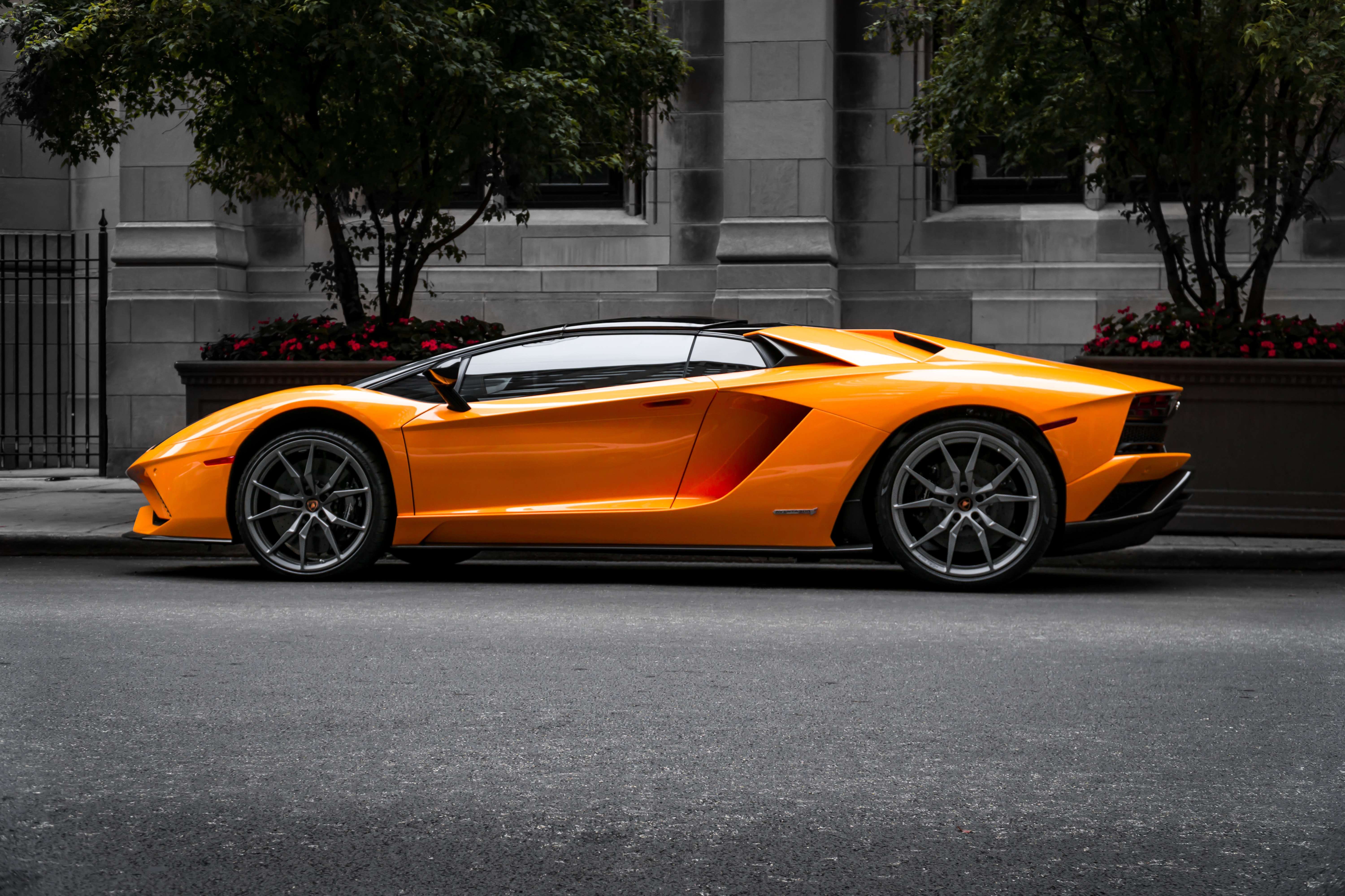 Laden Sie das Lamborghini, Fahrzeuge, Orangefarbenes Auto, Lamborghini Aventador S-Bild kostenlos auf Ihren PC-Desktop herunter