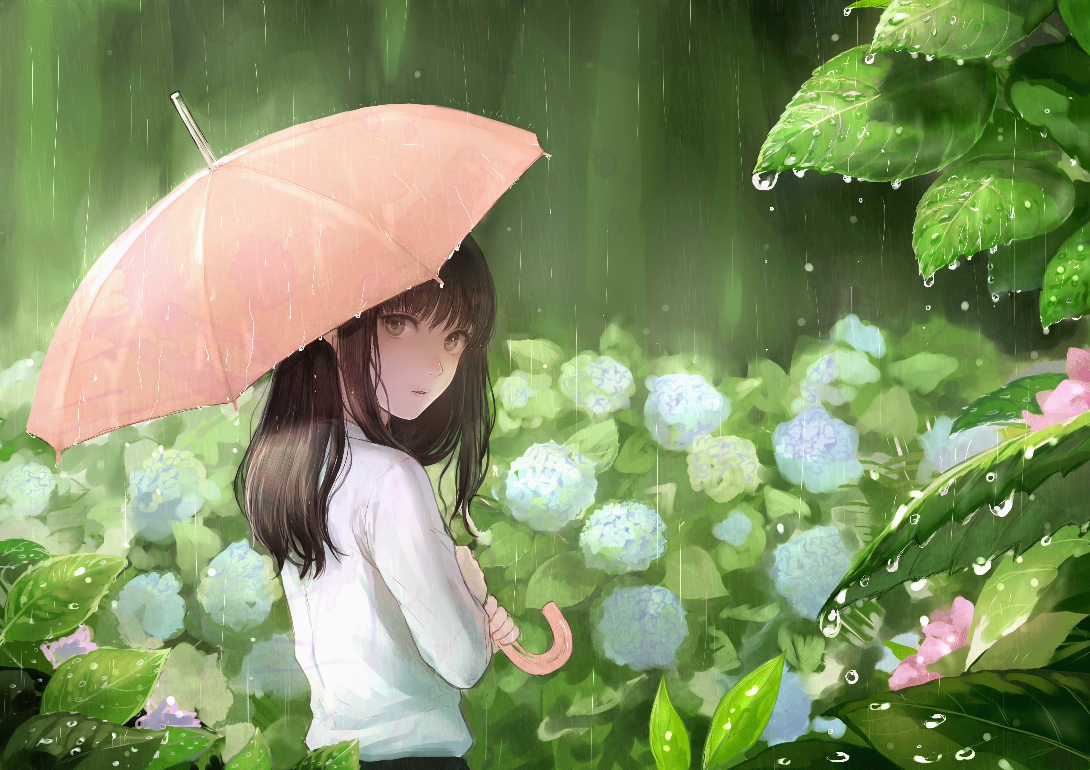 712777壁紙のダウンロードアニメ, 女の子, 雨, 傘-スクリーンセーバーと写真を無料で