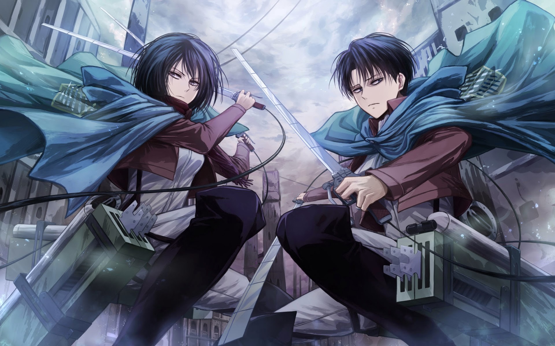 Baixe gratuitamente a imagem Anime, Mikasa Ackerman, Ataque Dos Titãs, Levi Ackerman na área de trabalho do seu PC