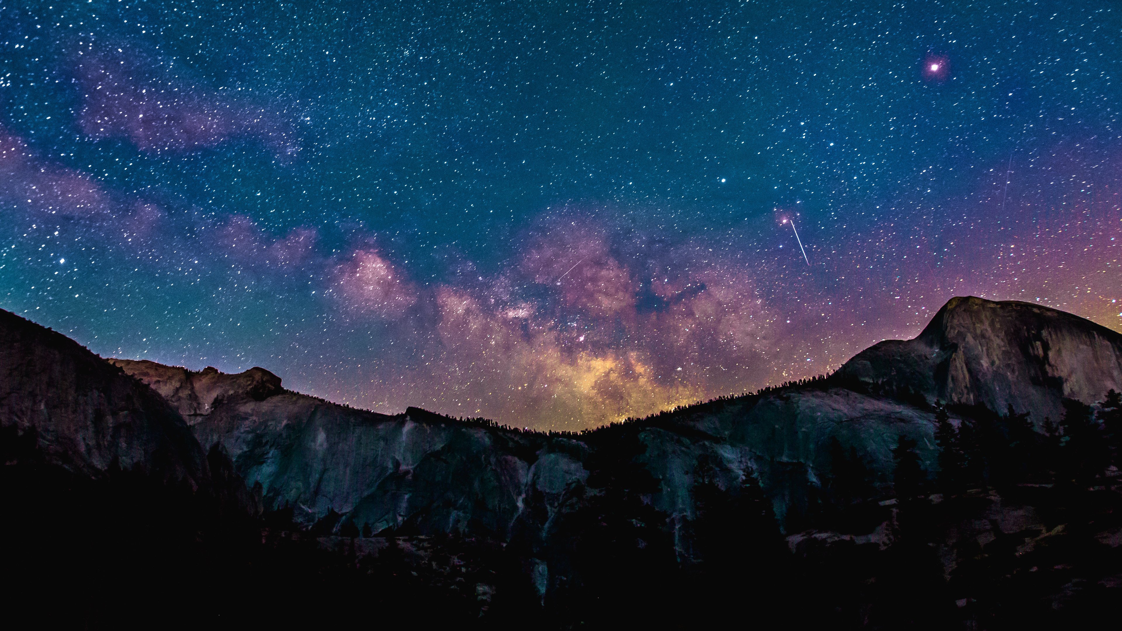 Laden Sie das Sterne, Berg, Milchstraße, Science Fiction, Nacht, Himmel, Sternenklarer Himmel-Bild kostenlos auf Ihren PC-Desktop herunter