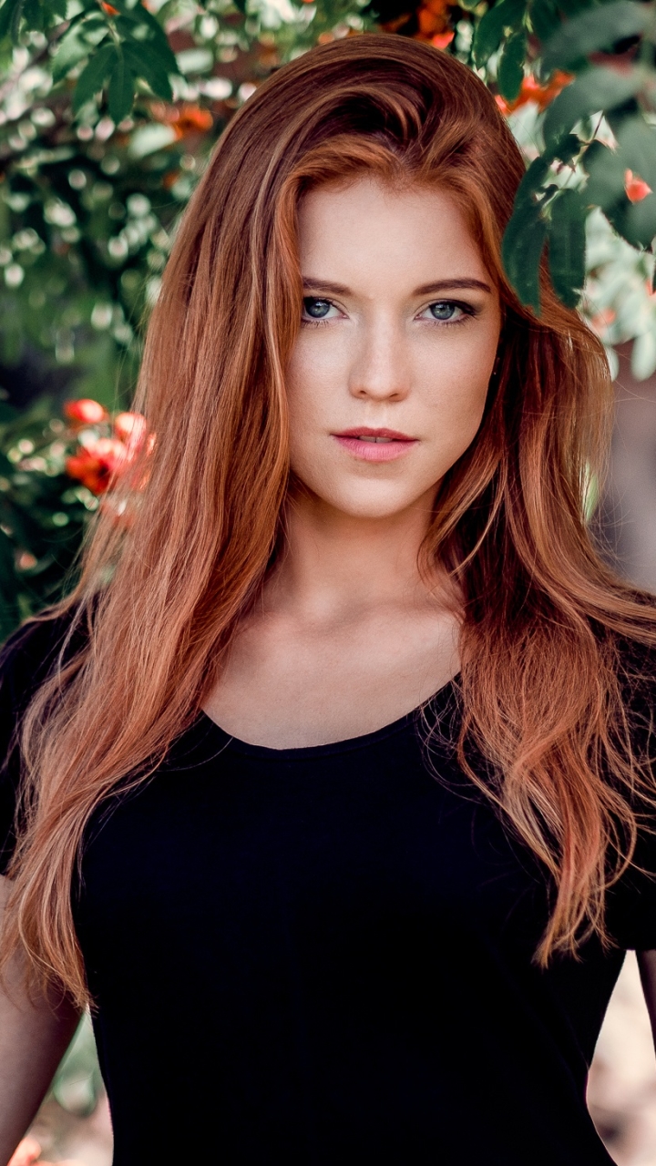 Download mobile wallpaper Redhead, Model, Women, Blue Eyes for free.