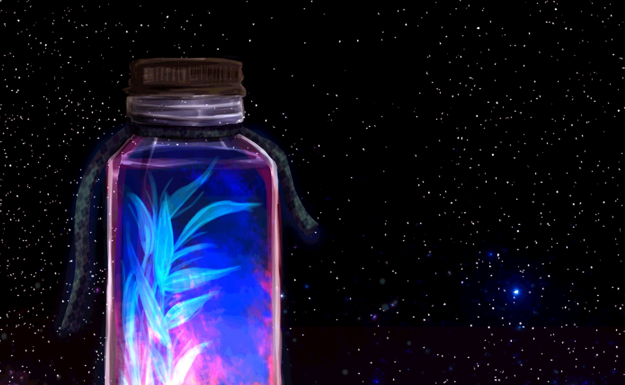 Download mobile wallpaper Anime, Starry Sky, Bottle, Original for free.