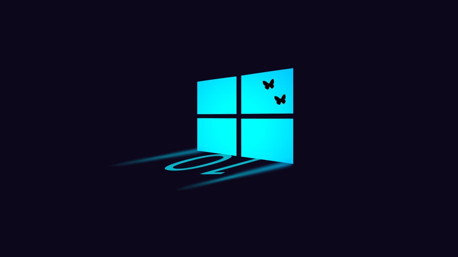 Скачати мобільні шпалери Вікна, Мікрософт, Синій, Метелик, Технології, Windows 10 безкоштовно.
