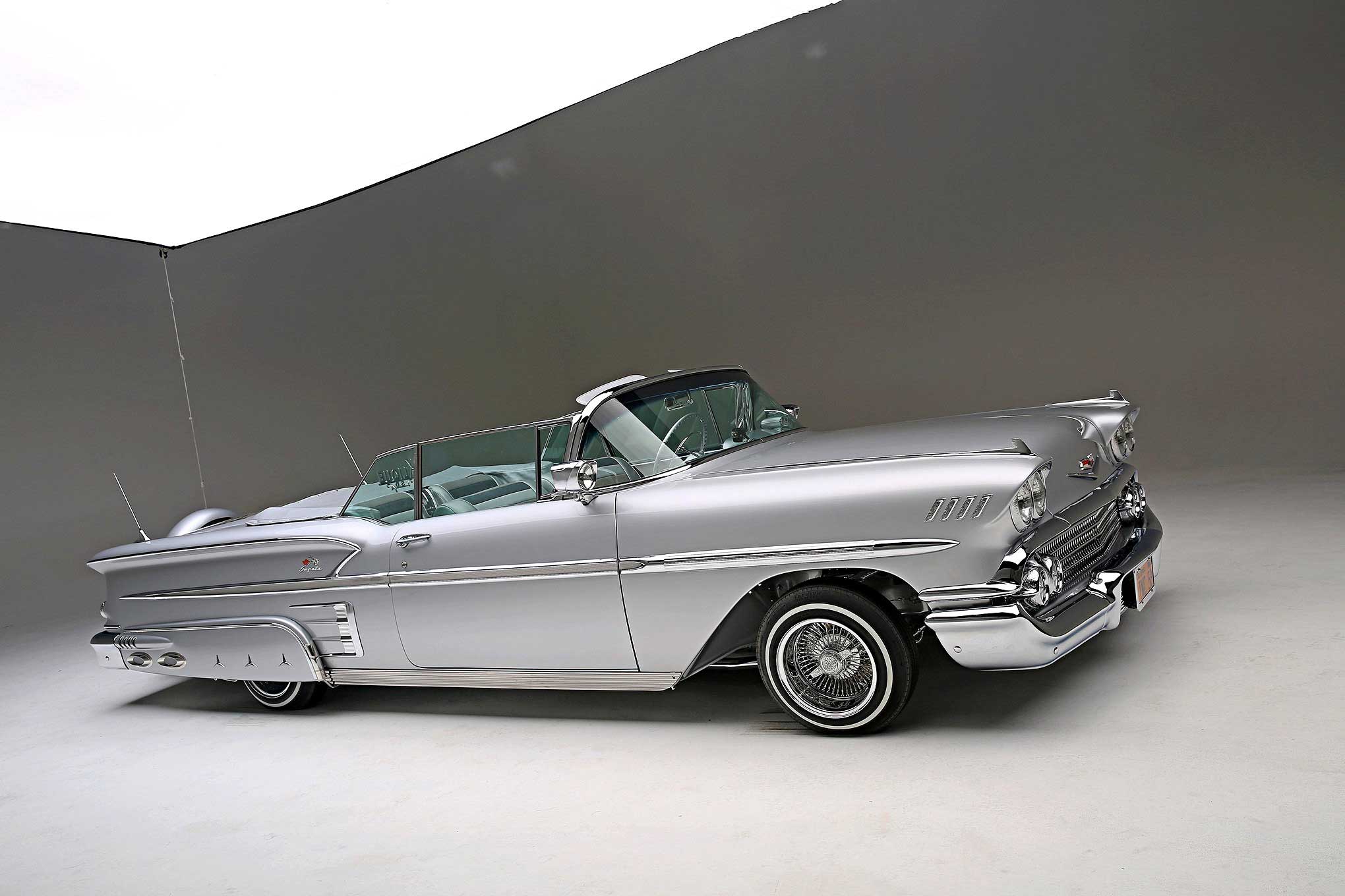 392714 Hintergrundbild herunterladen fahrzeuge, chevrolet impala cabrio, chevrolet impala cabrio von 1958, lowrider, chevrolet - Bildschirmschoner und Bilder kostenlos