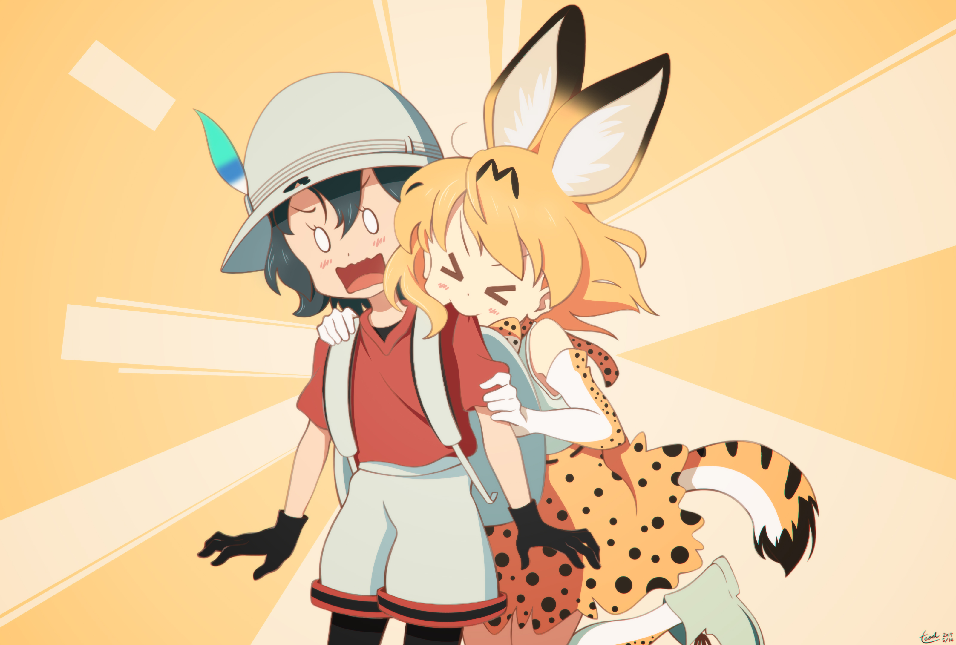 kemono friends, anime, kaban (kemono friends), serval (kemono friends)