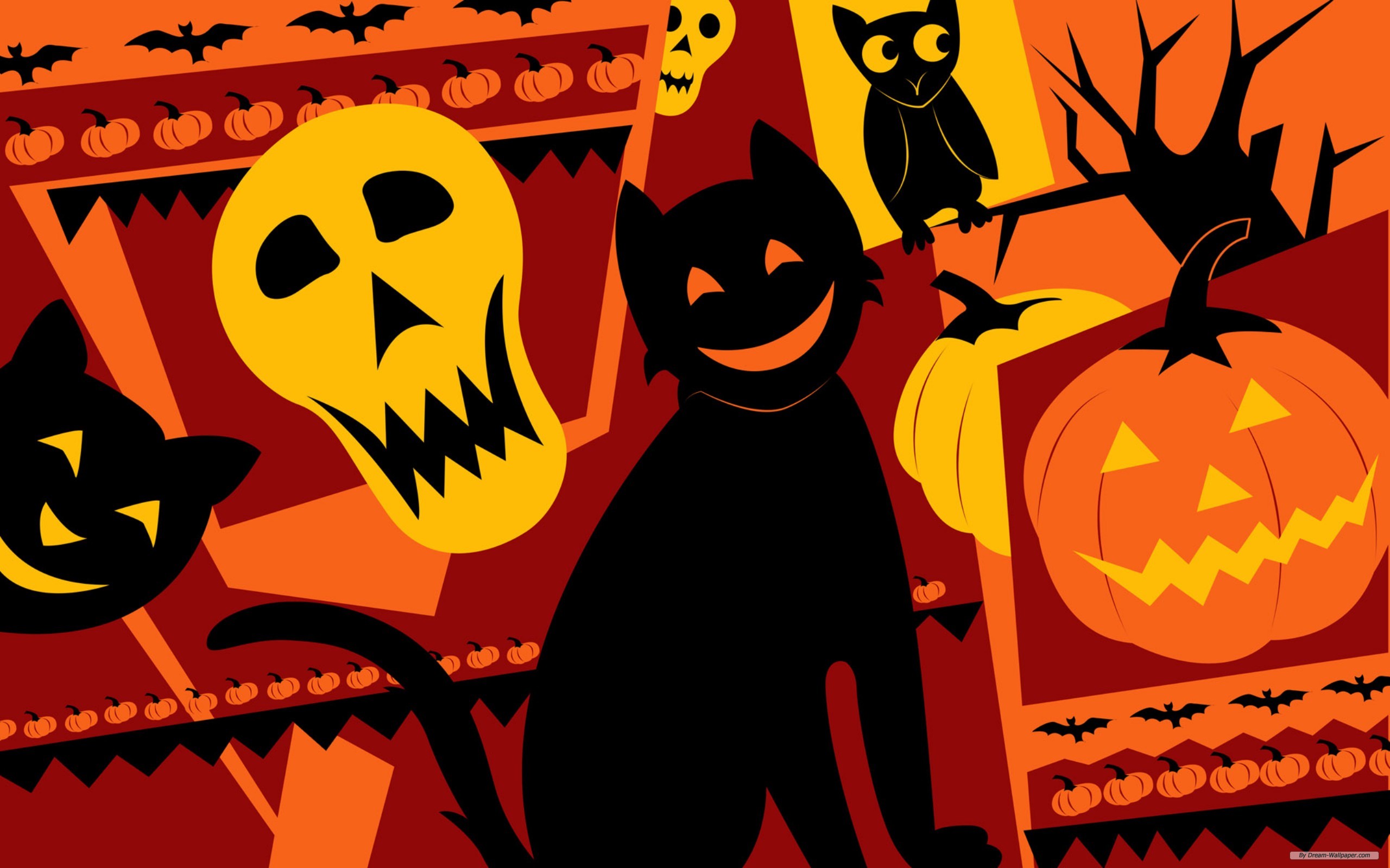 Handy-Wallpaper Feiertage, Halloween, Jack O' Laterne, Katze, Skelett kostenlos herunterladen.