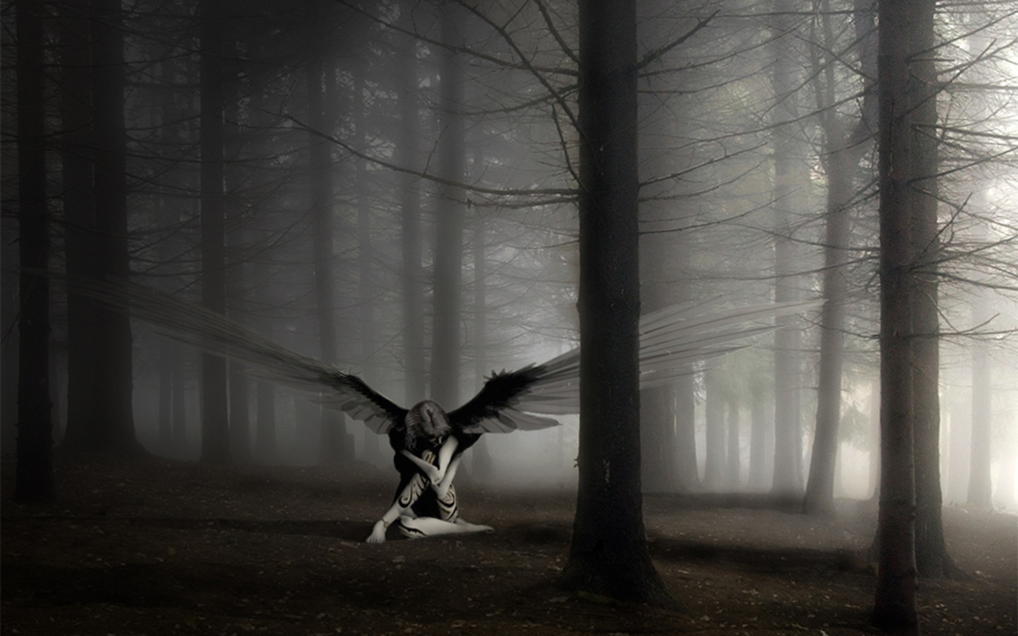 1440434 descargar imagen gótico, bosque, alas, ángel, oscuro: fondos de pantalla y protectores de pantalla gratis