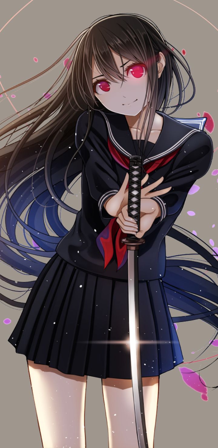 Download mobile wallpaper Anime, Sword, Original, School Uniform, Black Hair for free.