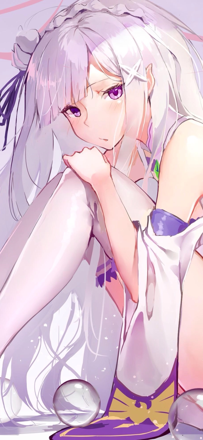 Descarga gratuita de fondo de pantalla para móvil de Animado, Ojos Morados, Pelo Blanco, Emilia (Re:zero), Re:zero Comenzando La Vida En Otro Mundo.