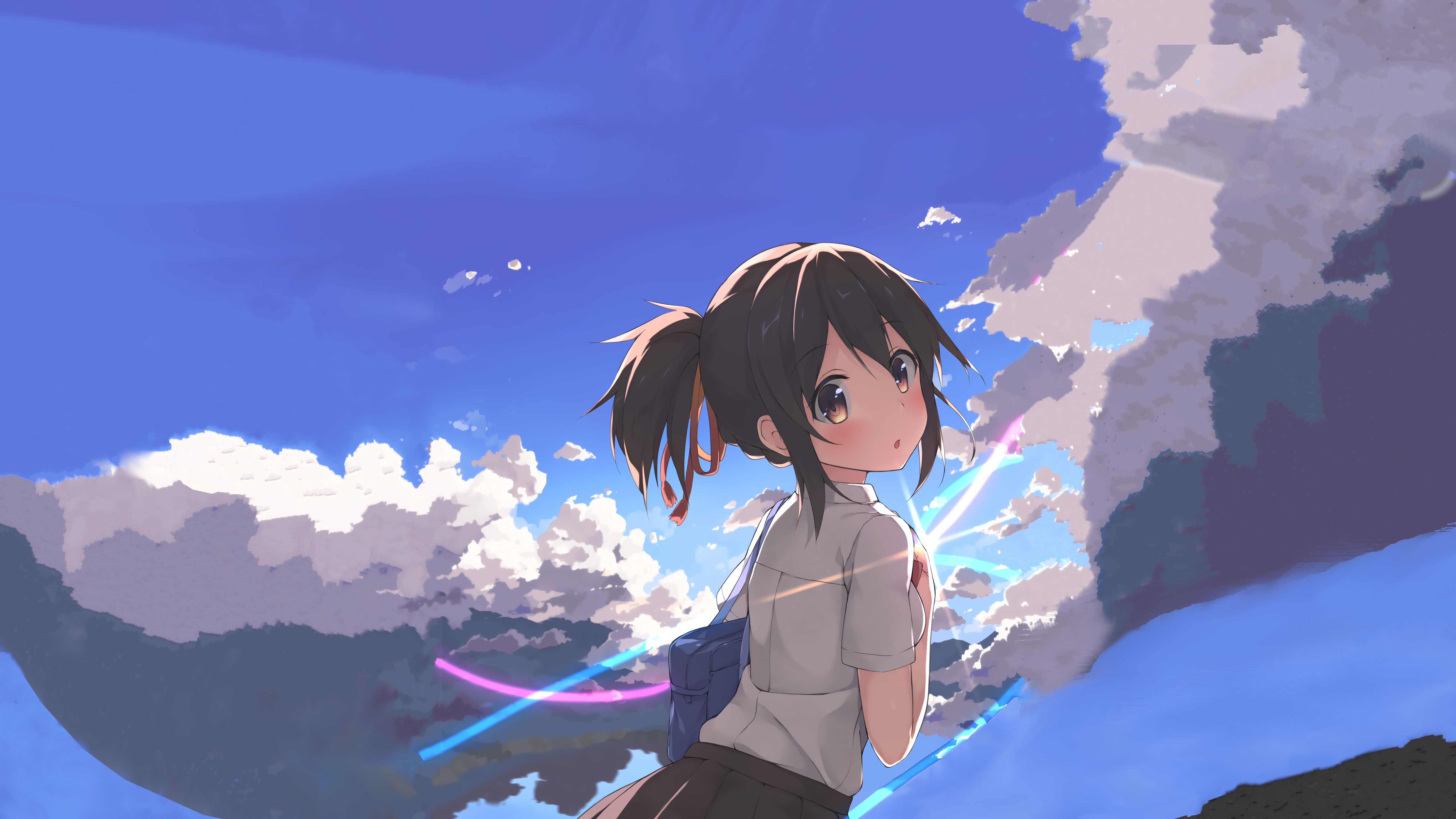 Descarga gratuita de fondo de pantalla para móvil de Nube, Animado, Kimi No Na Wa, Mitsuha Miyamizu.