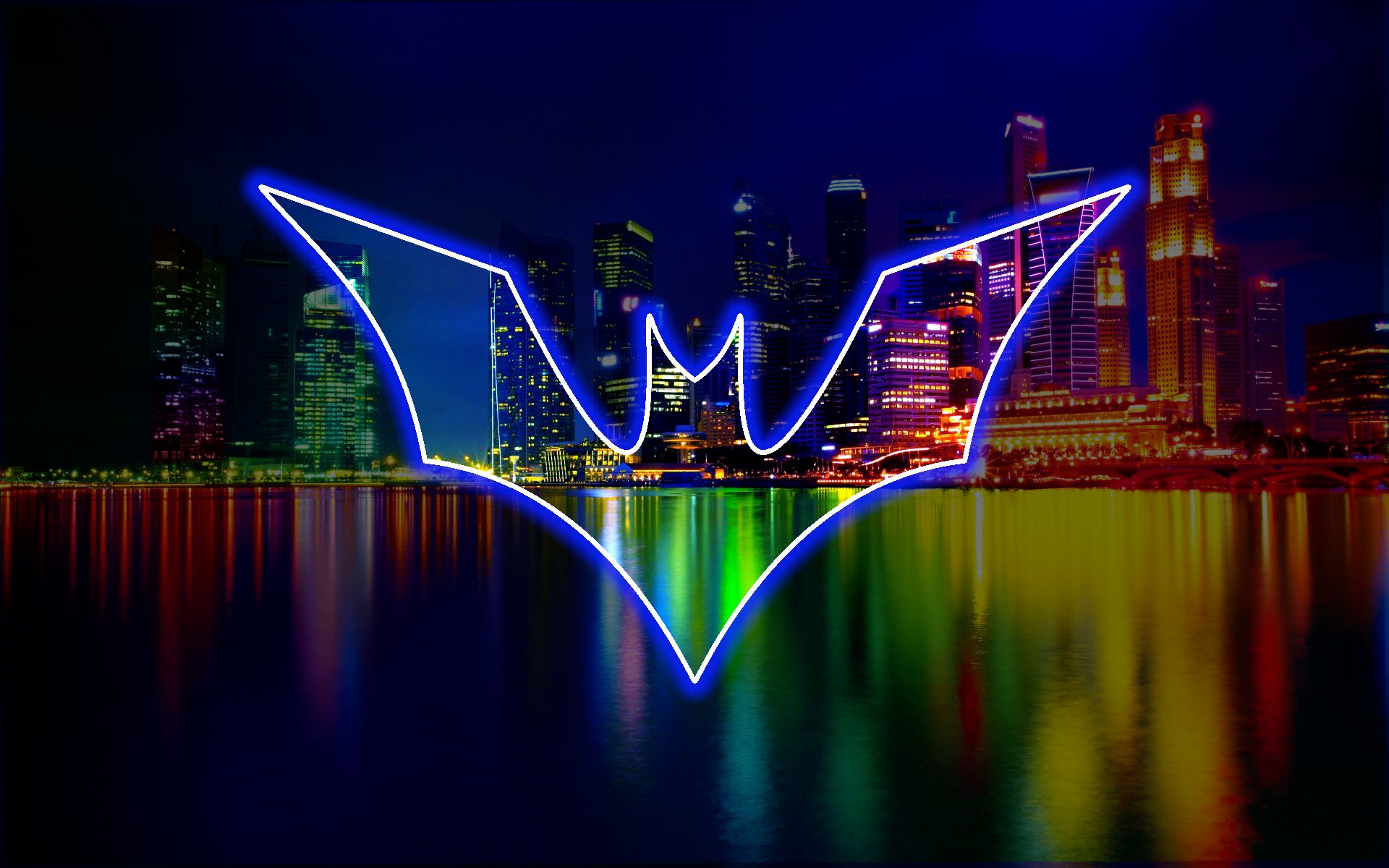 Download mobile wallpaper City, Photography, Manipulation, Batman Logo for free.