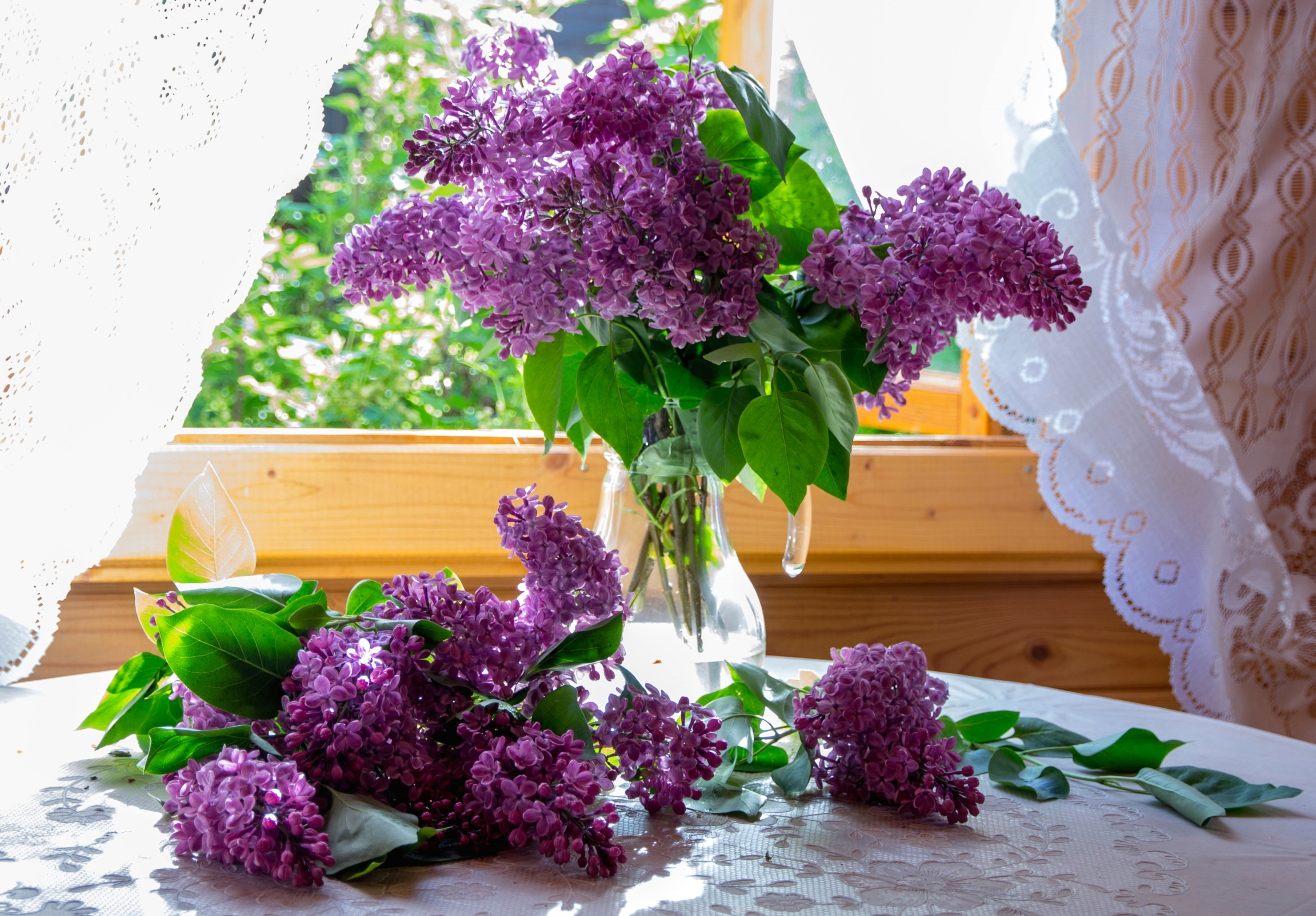 Download mobile wallpaper Lilac, Flower, Vase, Purple Flower, Man Made for free.