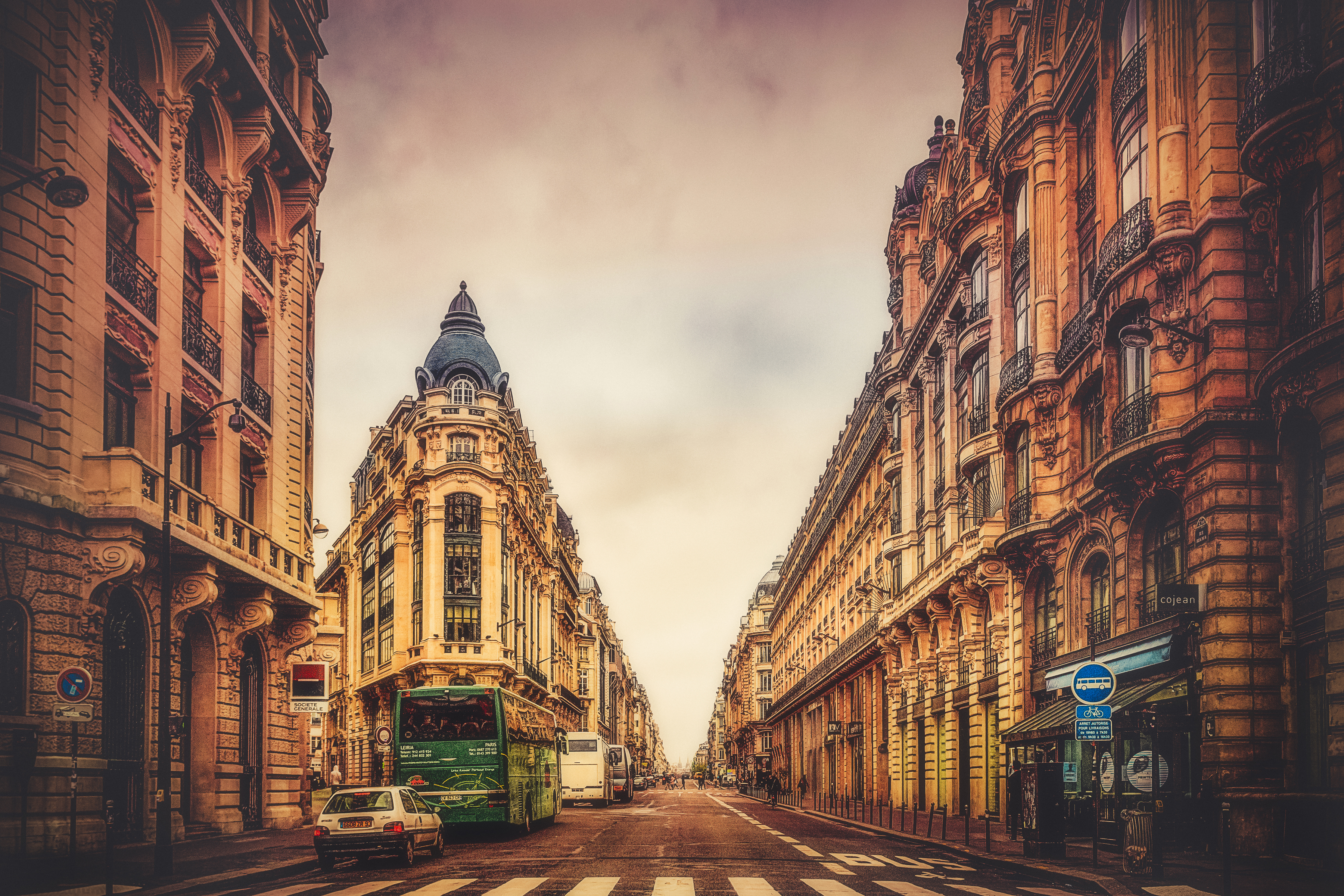 Free download wallpaper Cities, Paris, Building, Road, France, Bus, Man Made on your PC desktop