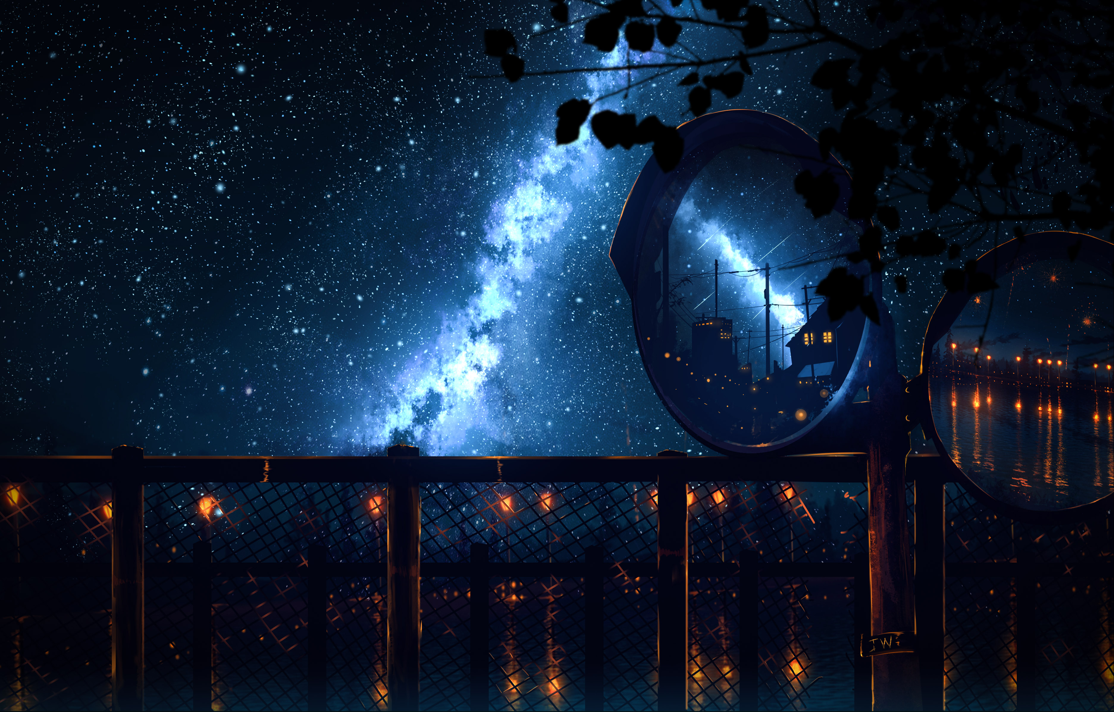 Laden Sie das Sterne, Spiegel, Nacht, Himmel, Animes-Bild kostenlos auf Ihren PC-Desktop herunter