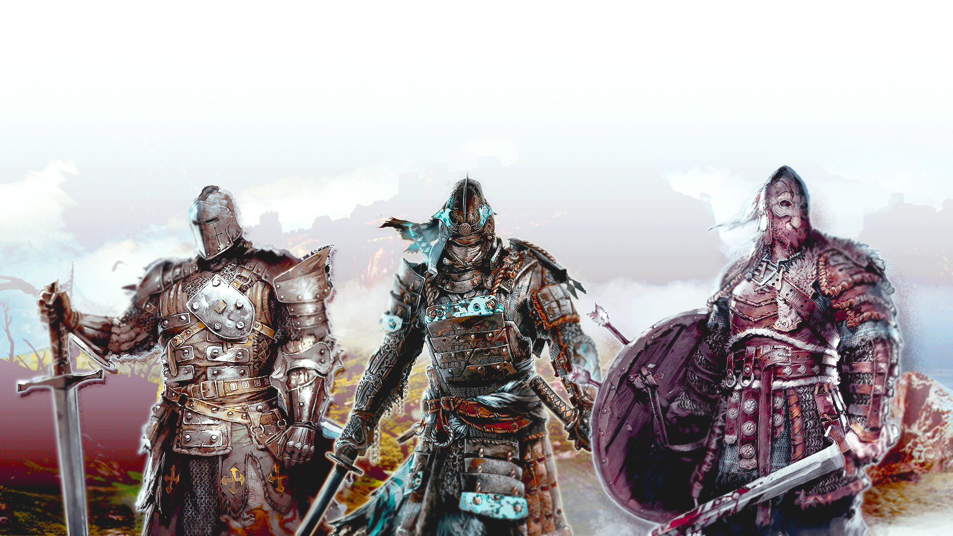 760416 descargar fondo de pantalla samurái, videojuego, for honor, armadura, for honor (videojuego), caballero, vikingo, guerrero: protectores de pantalla e imágenes gratis