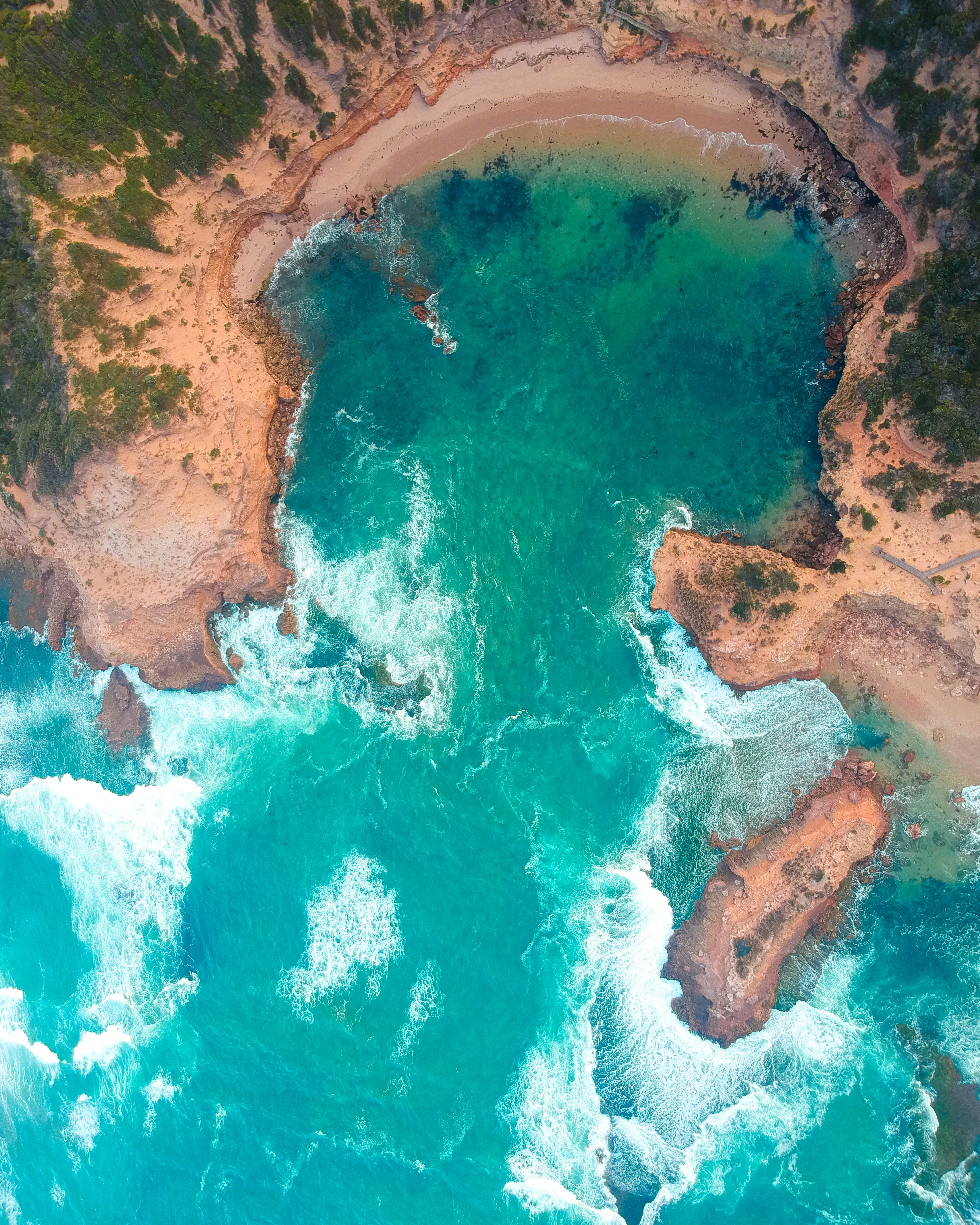 coast, nature, view from above, ocean, surf, australia HD wallpaper