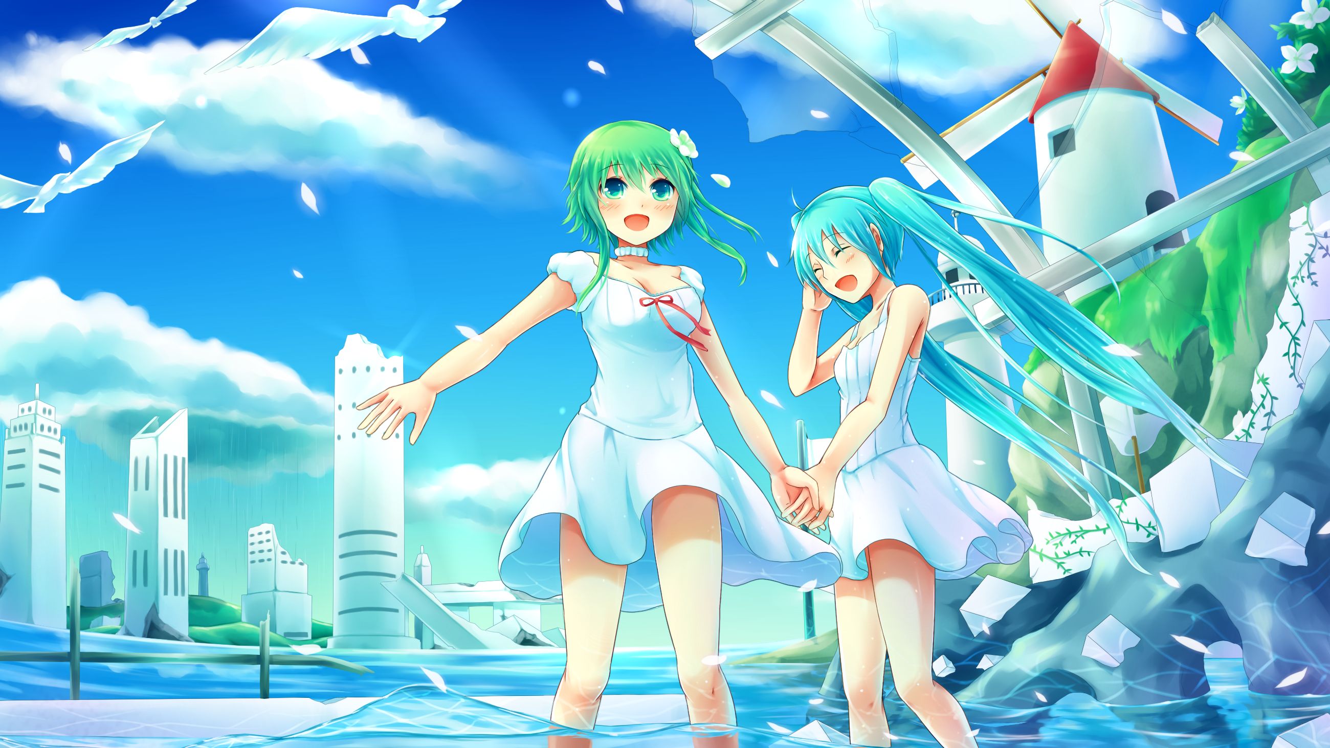 Free download wallpaper Anime, Vocaloid, Hatsune Miku, Gumi (Vocaloid) on your PC desktop