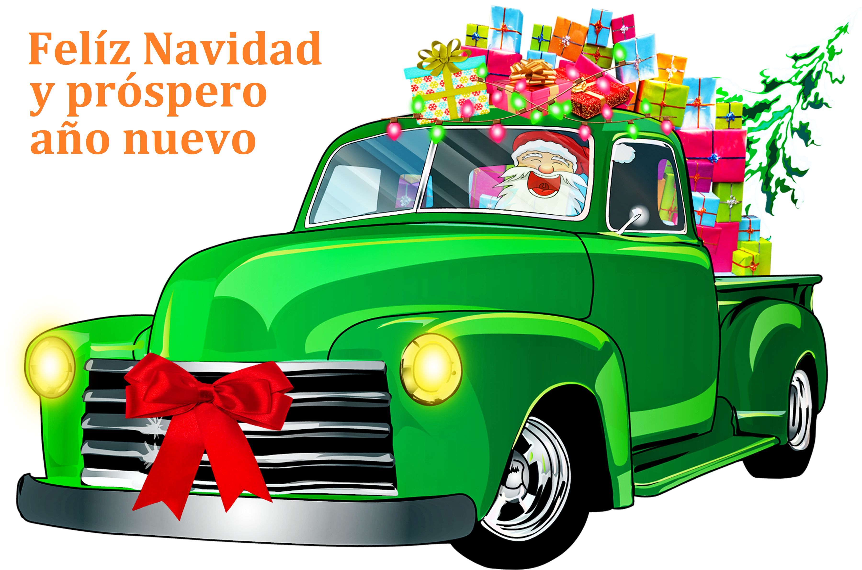 Baixar papel de parede para celular de Papai Noel, Natal, Presente, Feriados, Feliz Natal, Carro Verde, Feliz Ano Novo gratuito.
