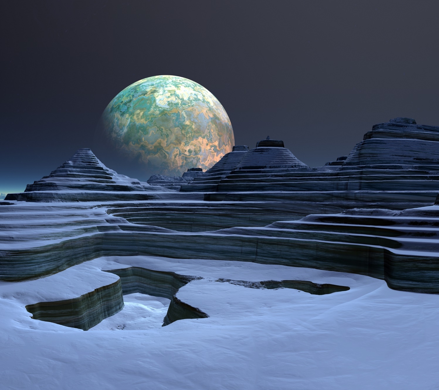 Laden Sie das Landschaft, 3D, Planet, Science Fiction, Cgi-Bild kostenlos auf Ihren PC-Desktop herunter