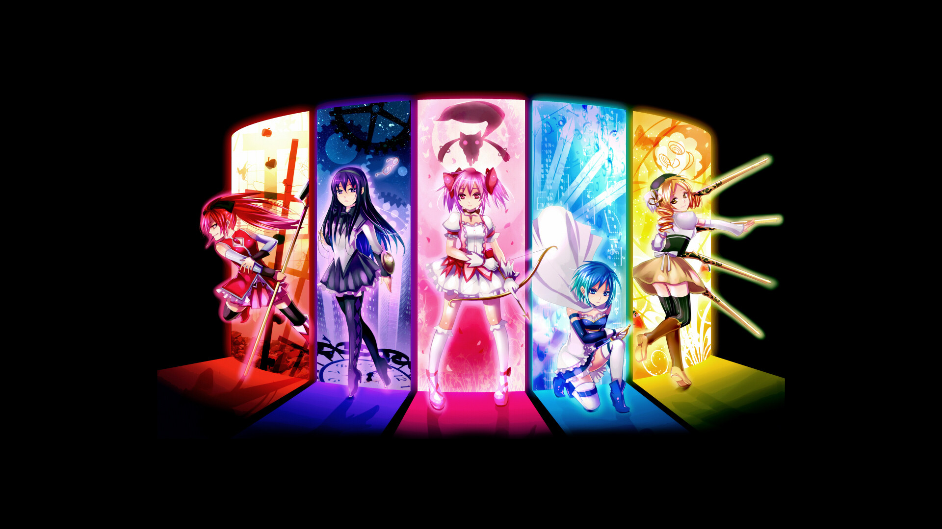 Download mobile wallpaper Anime, Kyōko Sakura, Puella Magi Madoka Magica, Homura Akemi, Madoka Kaname, Mami Tomoe, Sayaka Miki, Kyuubey (Puella Magi Madoka Magica), Charlotte (Puella Magi Madoka Magica) for free.