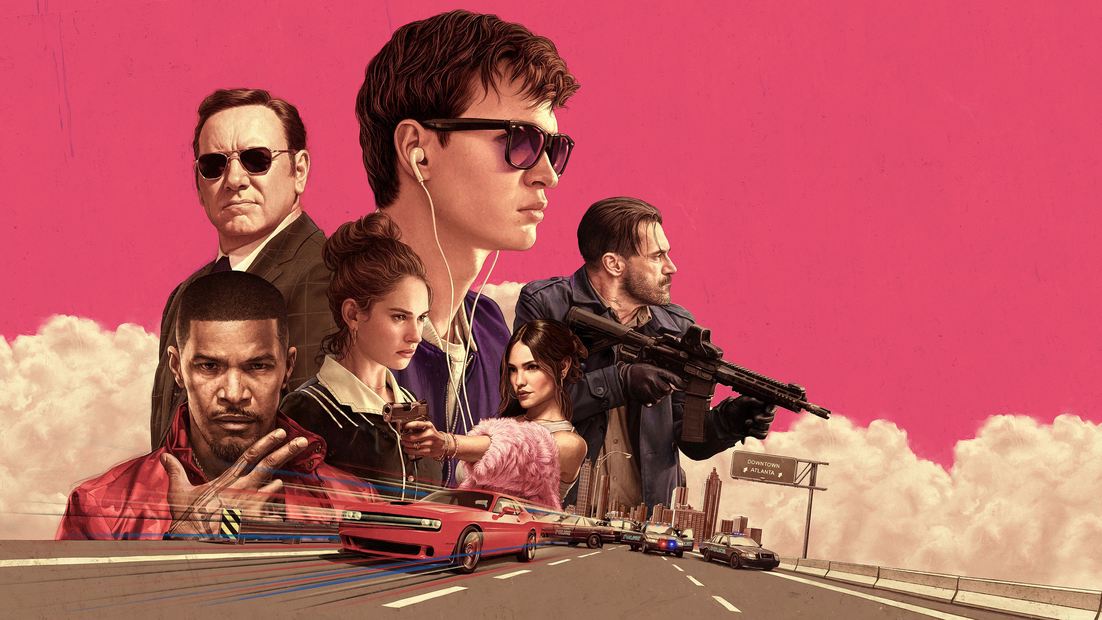 movie, baby driver, ansel elgort, baby (baby driver), bats (baby driver), buddy (baby driver), darling (baby driver), debora (baby driver), doc (baby driver), eiza gonzalez, jamie foxx, jon hamm, kevin spacey, lily james
