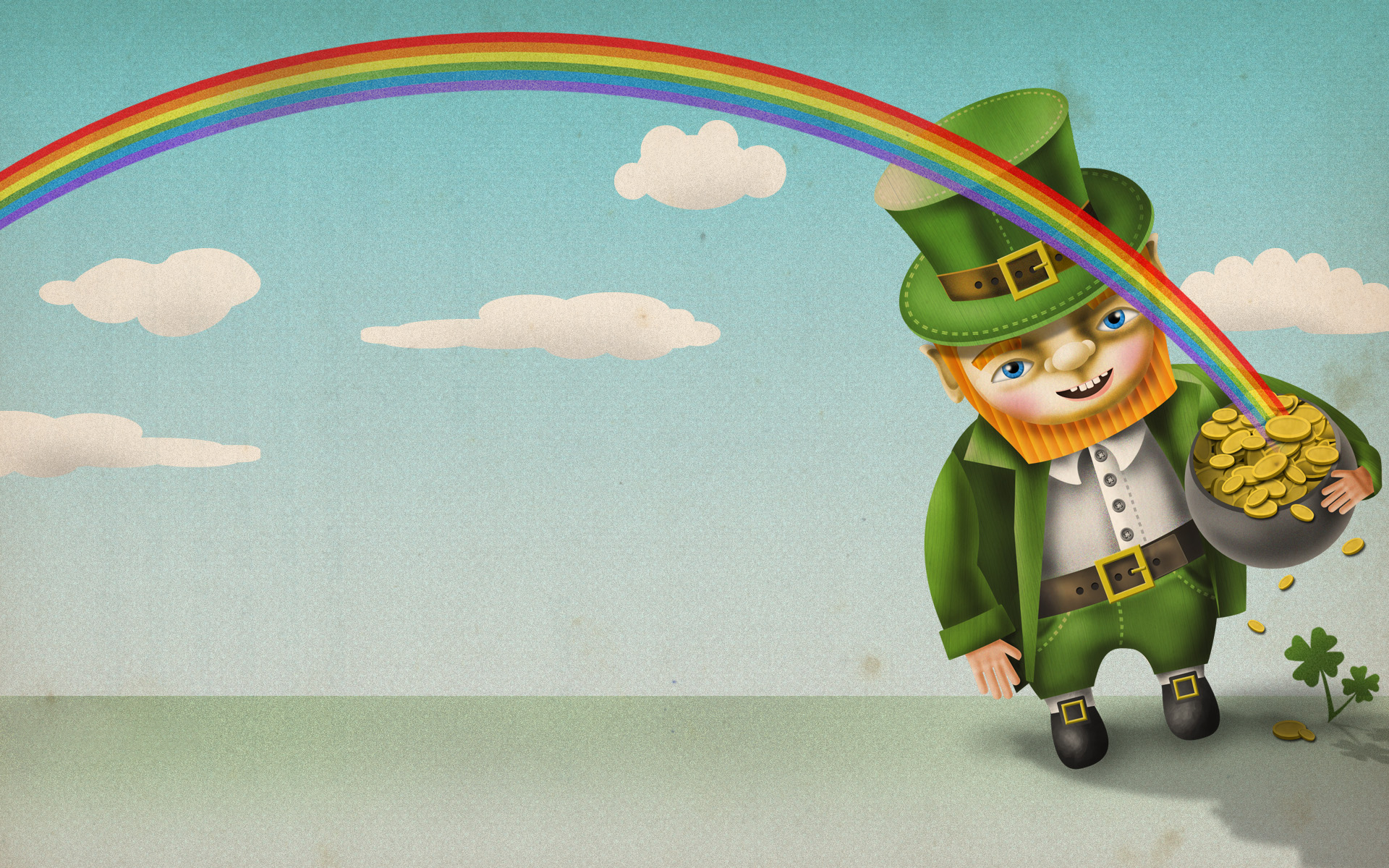 Download mobile wallpaper Rainbow, Gold, Holiday, St Patrick's Day, Leprechaun for free.