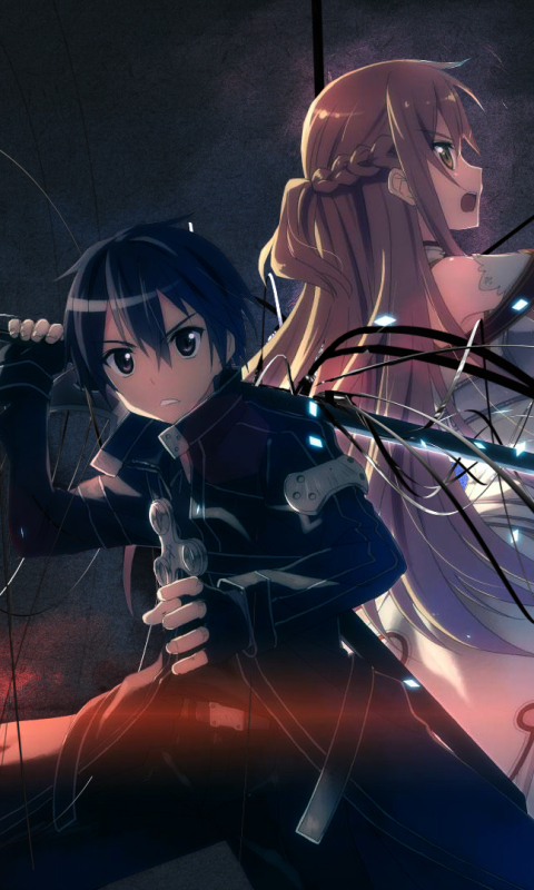 Handy-Wallpaper Animes, Asuna Yuuki, Sword Art Online, Kirito (Schwertkunst Online) kostenlos herunterladen.