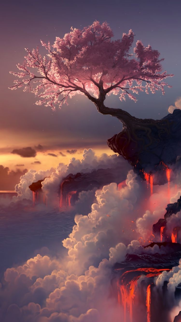 Download mobile wallpaper Anime, Landscape, Sakura, Magic: The Gathering, Sakura Blossom for free.