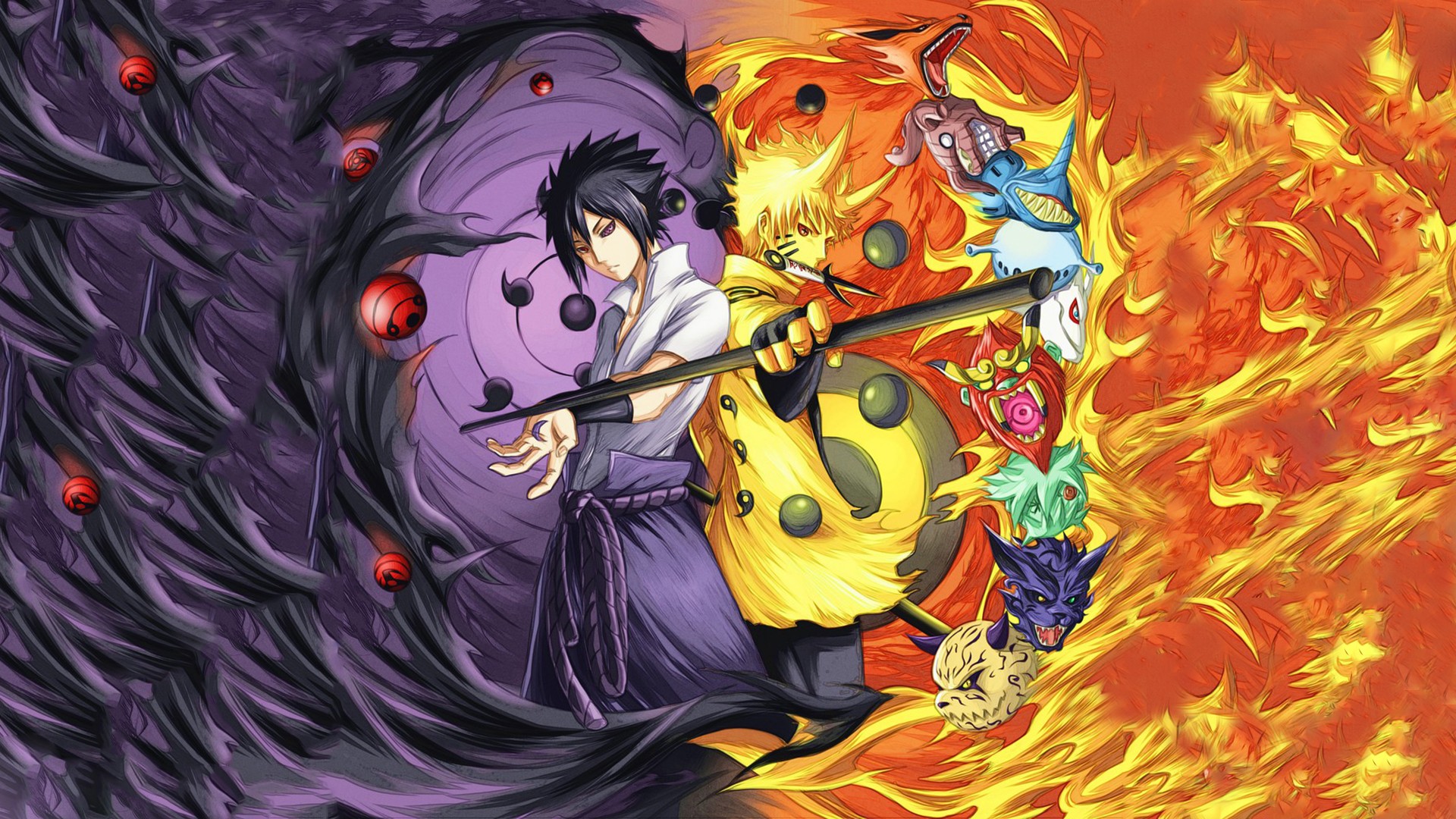 Download mobile wallpaper Anime, Naruto, Sasuke Uchiha, Naruto Uzumaki for free.