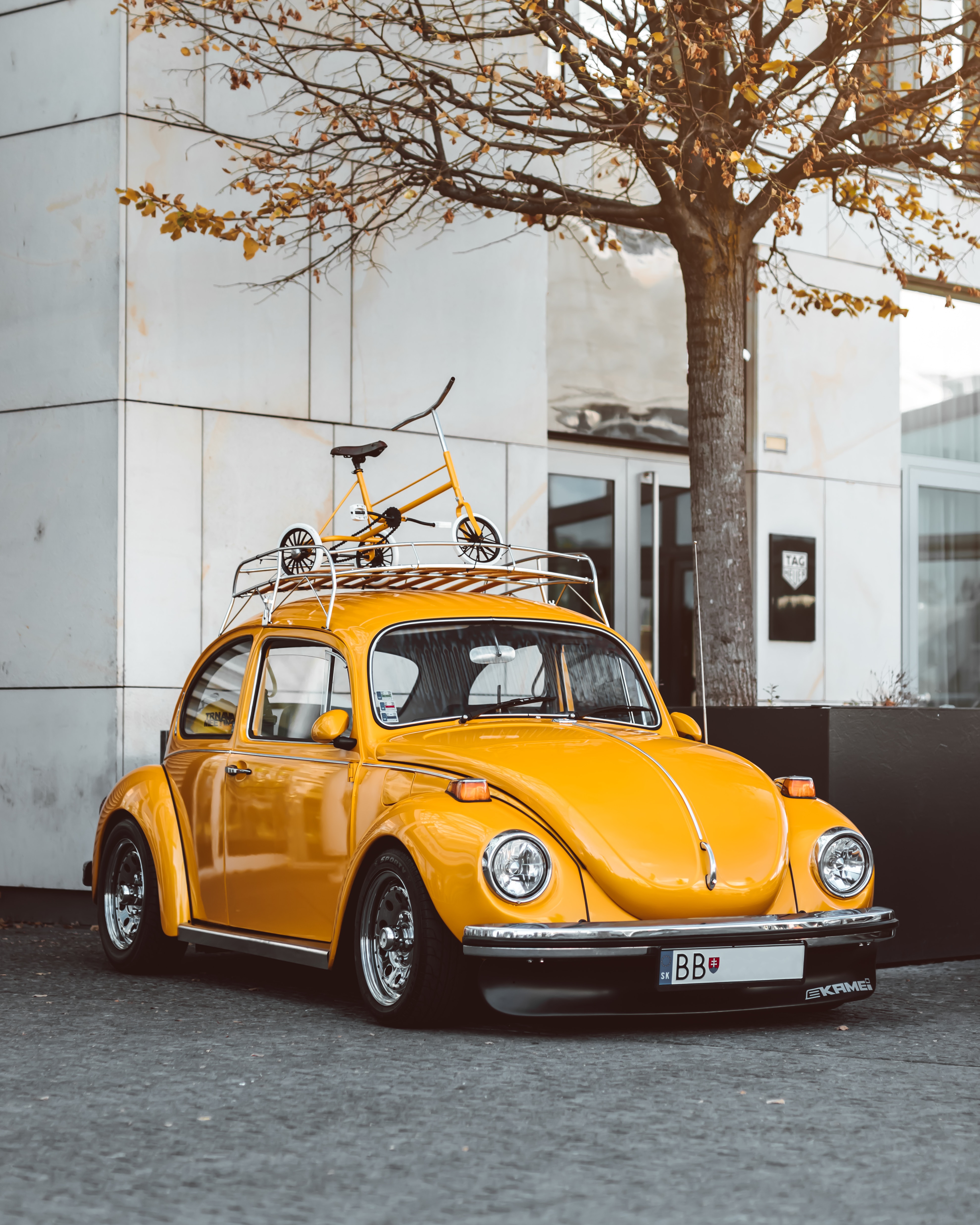 retro, volkswagen, cars, yellow, car, volkswagen beetle HD wallpaper