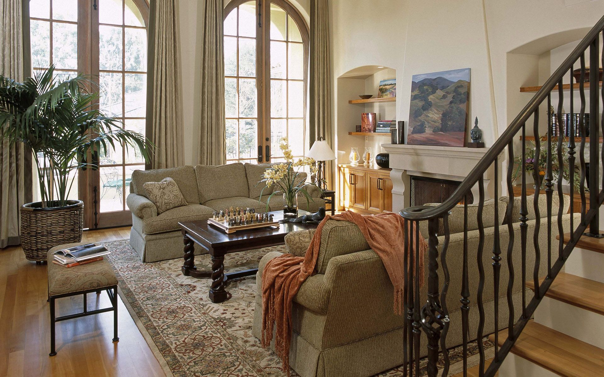 interior, miscellanea, miscellaneous, design, stairs, ladder, living room 1080p
