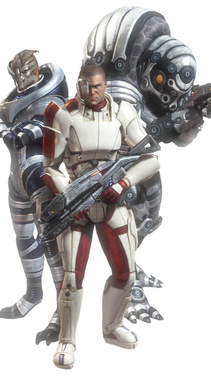 Handy-Wallpaper Mass Effect, Computerspiele, Kommandant Shepard, Garrus Vakarian, Urdnot Wrex kostenlos herunterladen.