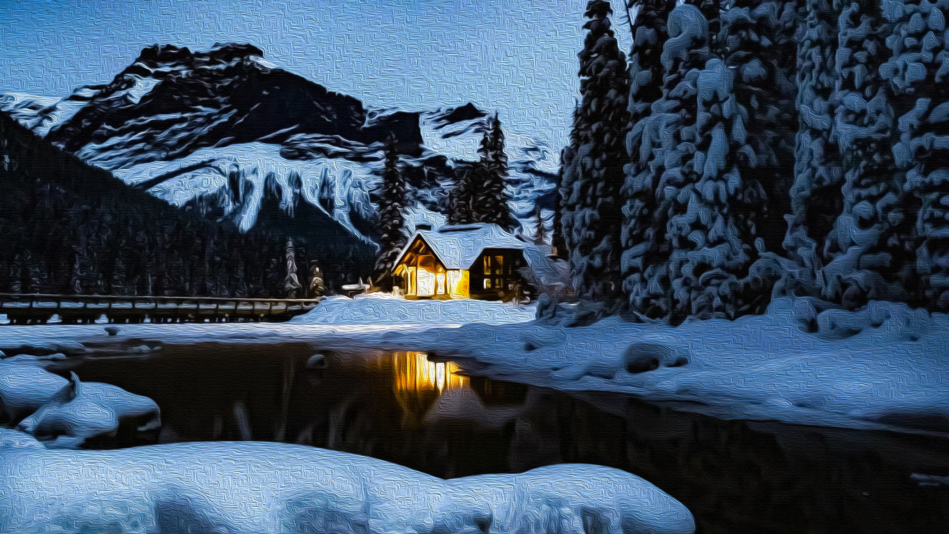 Download mobile wallpaper Snow, Mountain, Cabin, Man Made for free.