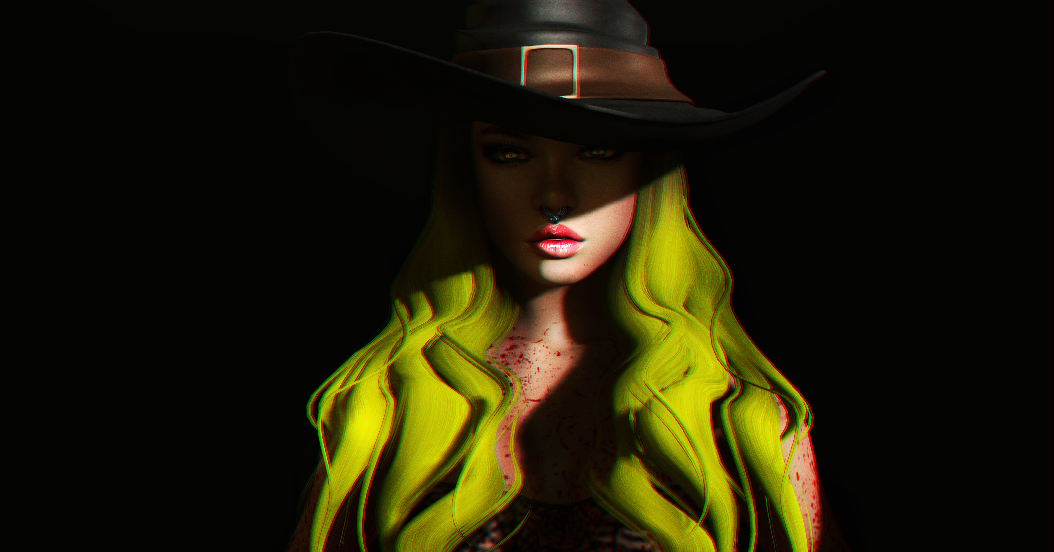 Free download wallpaper Shadow, Hat, Art, Girl, 3D, Halloween on your PC desktop