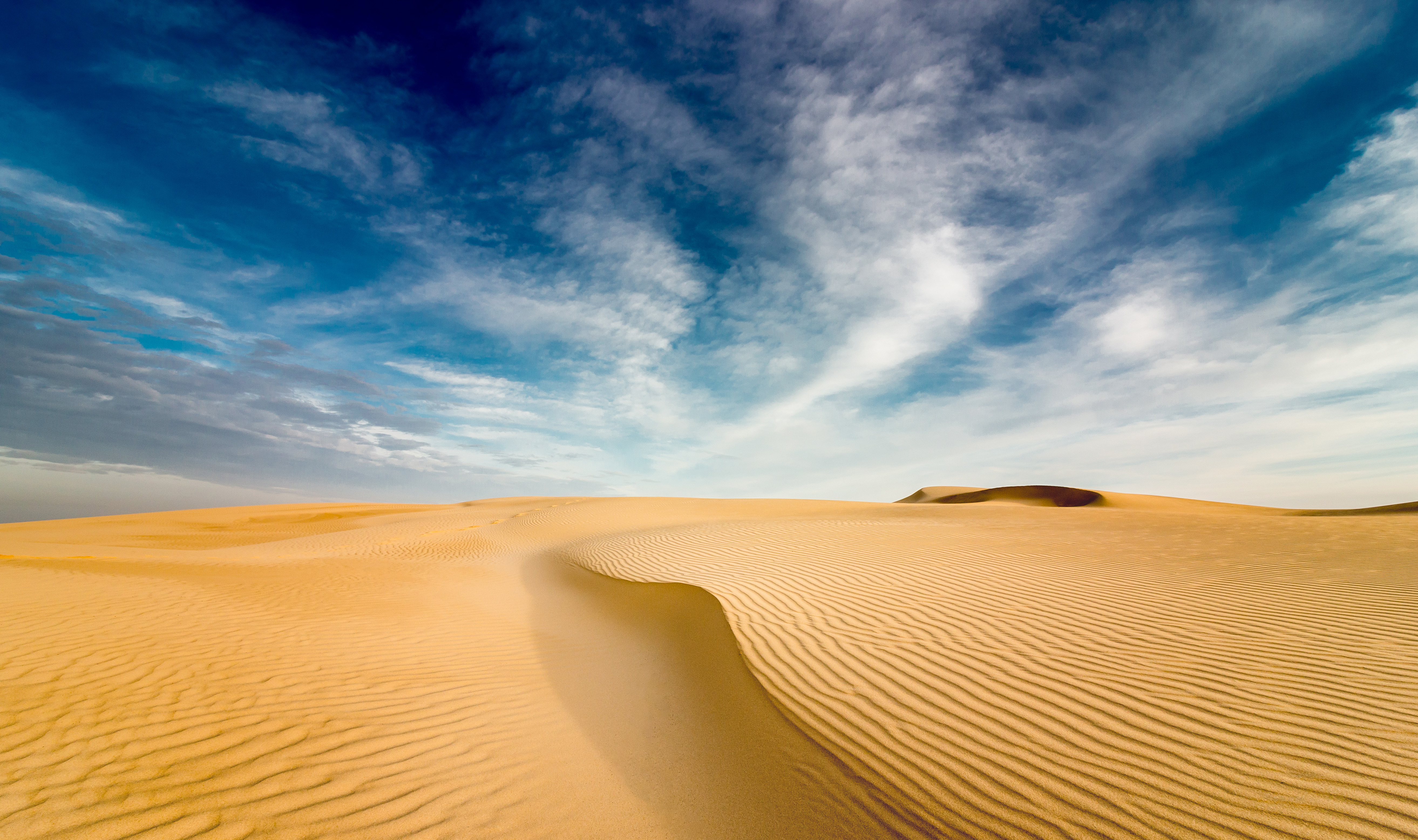 desert, sand, nature, sky, wavy, dunes HD wallpaper