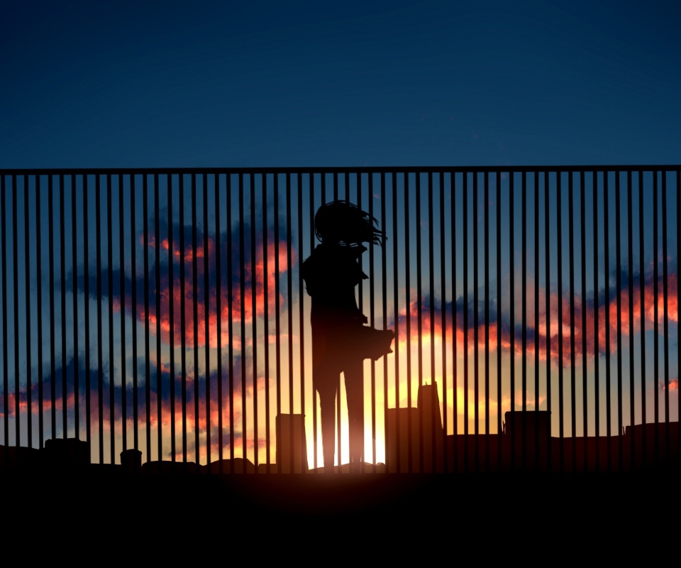 Download mobile wallpaper Anime, Sunset, Girl for free.