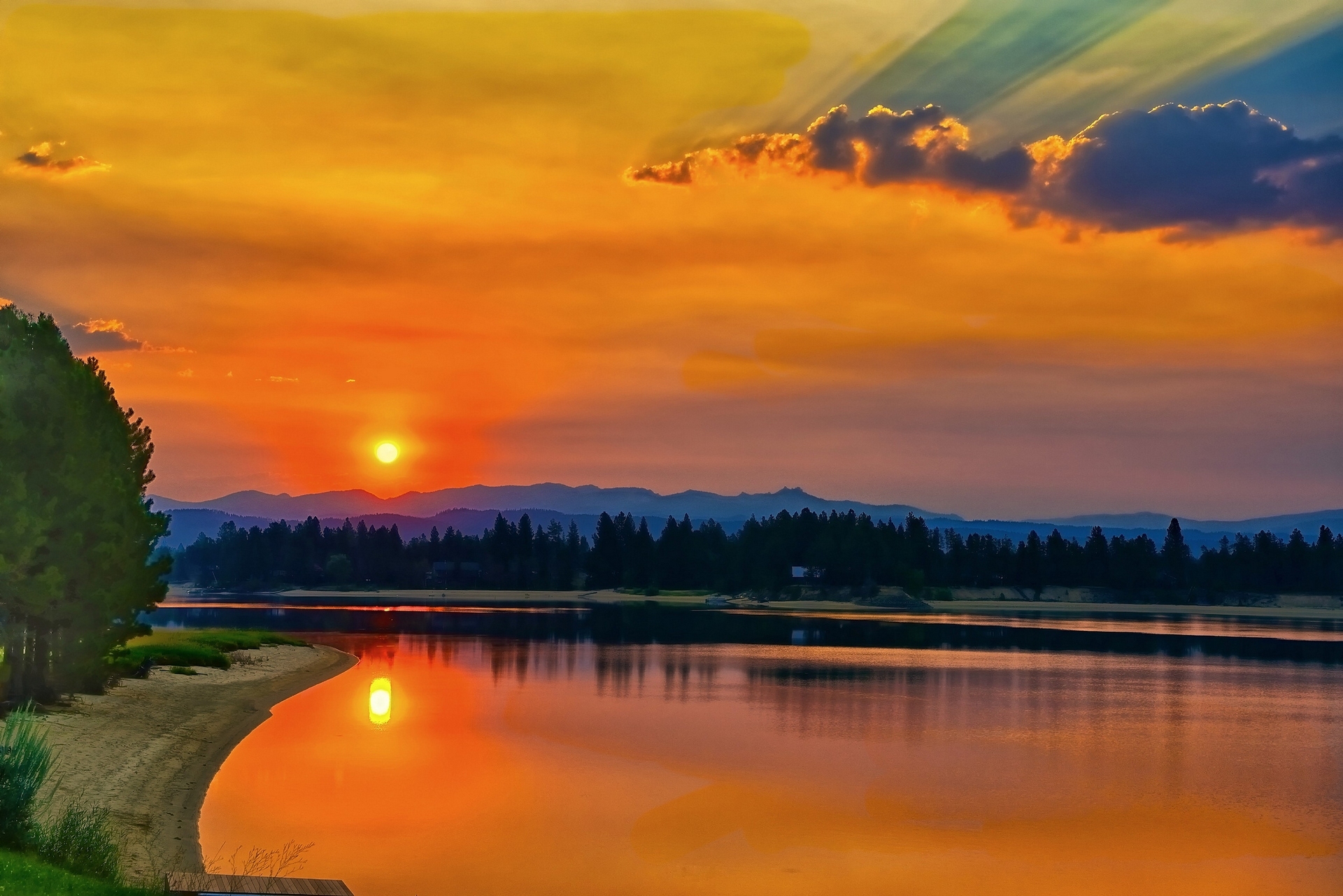 Free download wallpaper Sunset, Lakes, Lake, Photography, Lake Cascade on your PC desktop