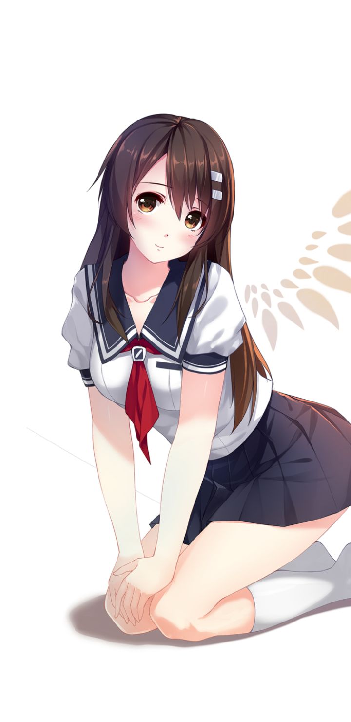 Download mobile wallpaper Anime, Smile, Original, School Uniform, Brown Eyes, Black Hair for free.