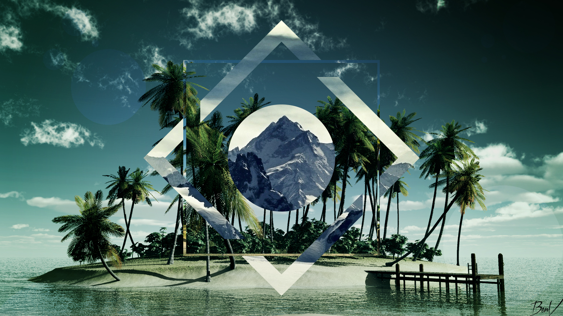 Free download wallpaper Landscape, Island, Artistic, Polyscape on your PC desktop