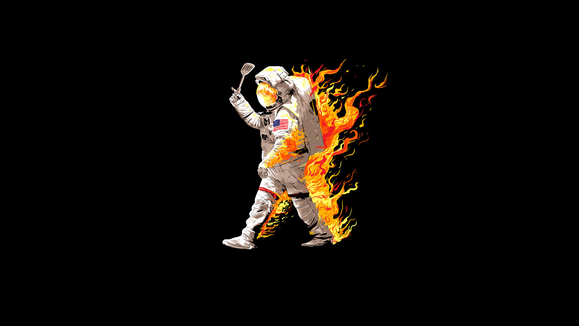 無料モバイル壁紙面白い, Sf, 宇宙飛行士, 火, ユーモアをダウンロードします。