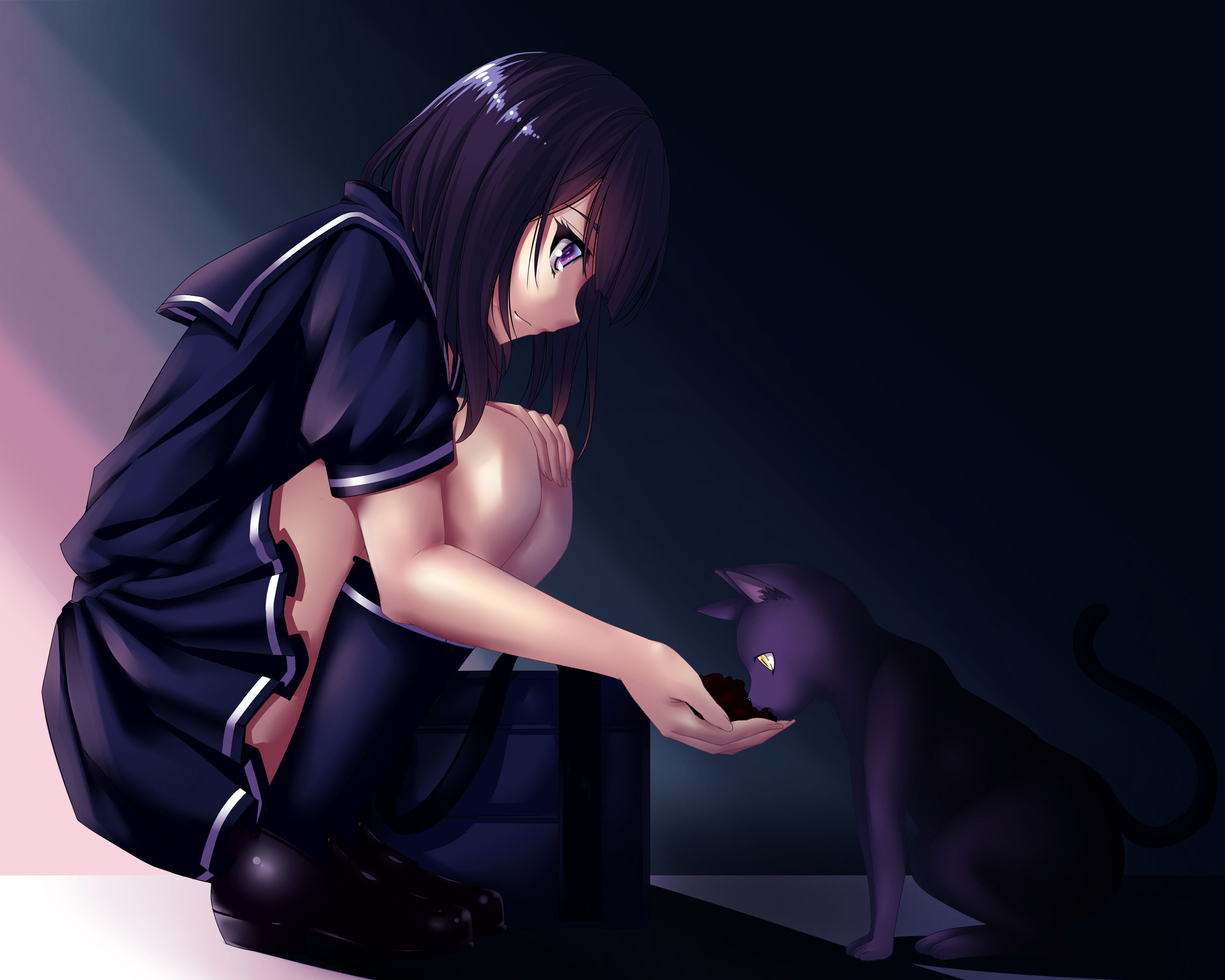 Free download wallpaper Anime, Cat, Original on your PC desktop