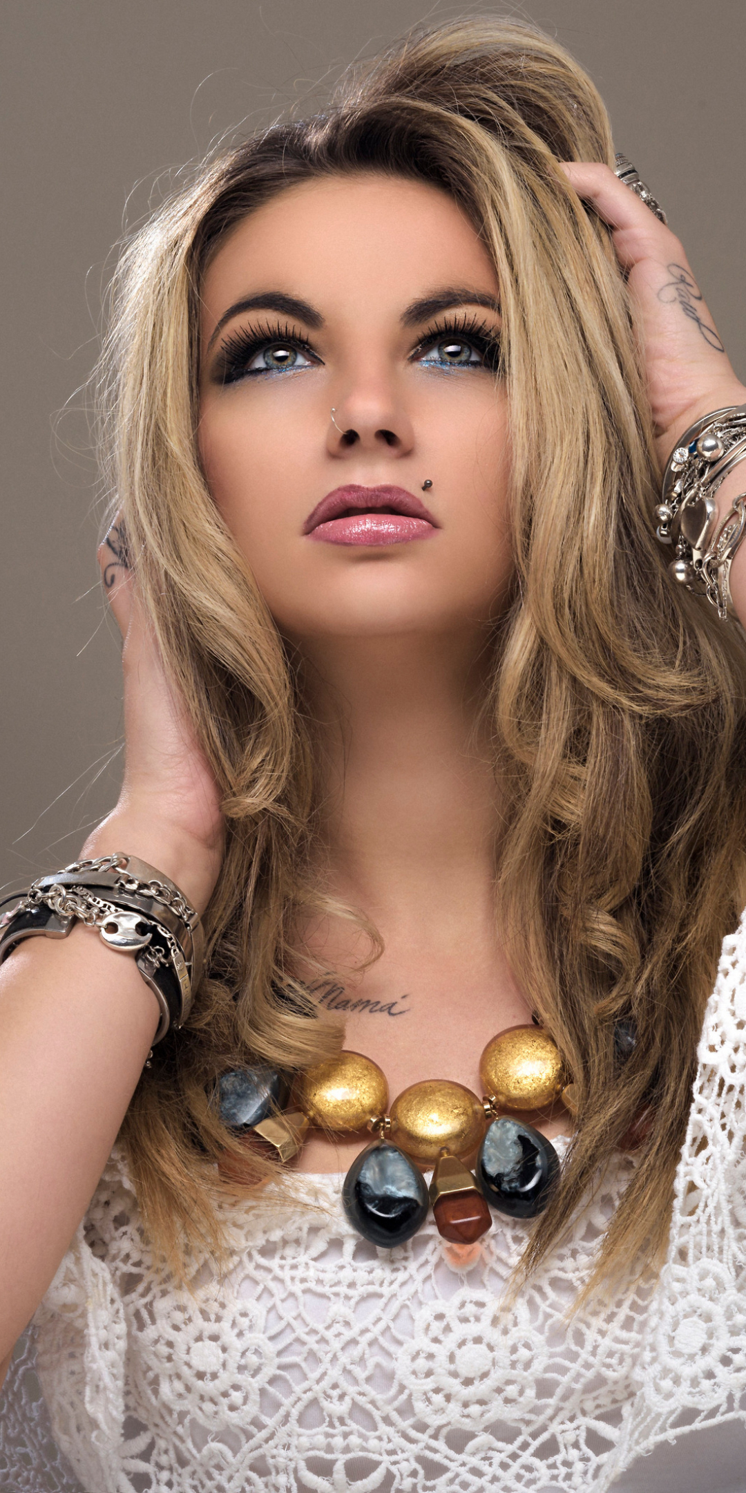 Download mobile wallpaper Blonde, Model, Women, Bracelet, Necklace for free.