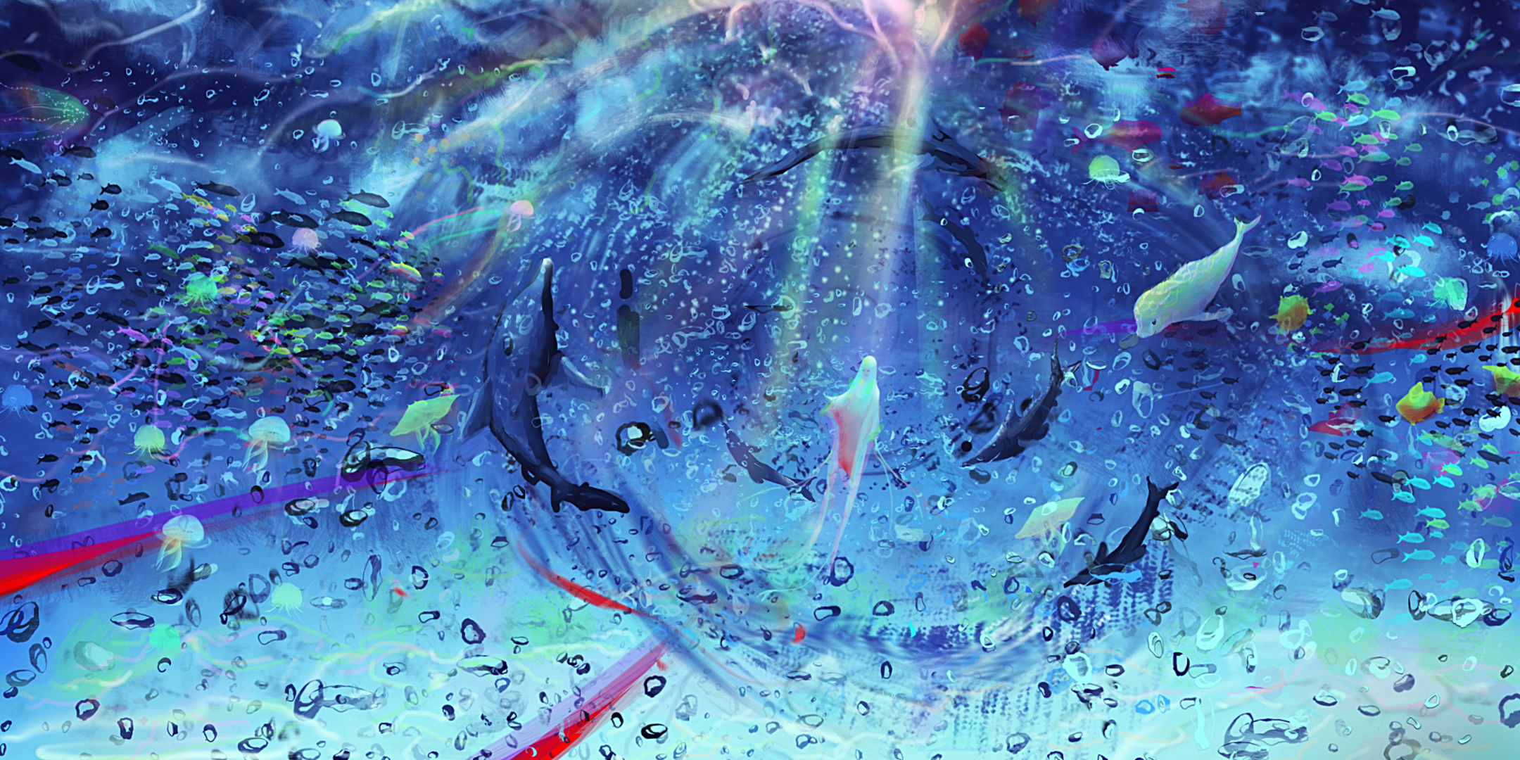 Laden Sie das Fisch, Animes, Underwater Es Ist Erwacht-Bild kostenlos auf Ihren PC-Desktop herunter