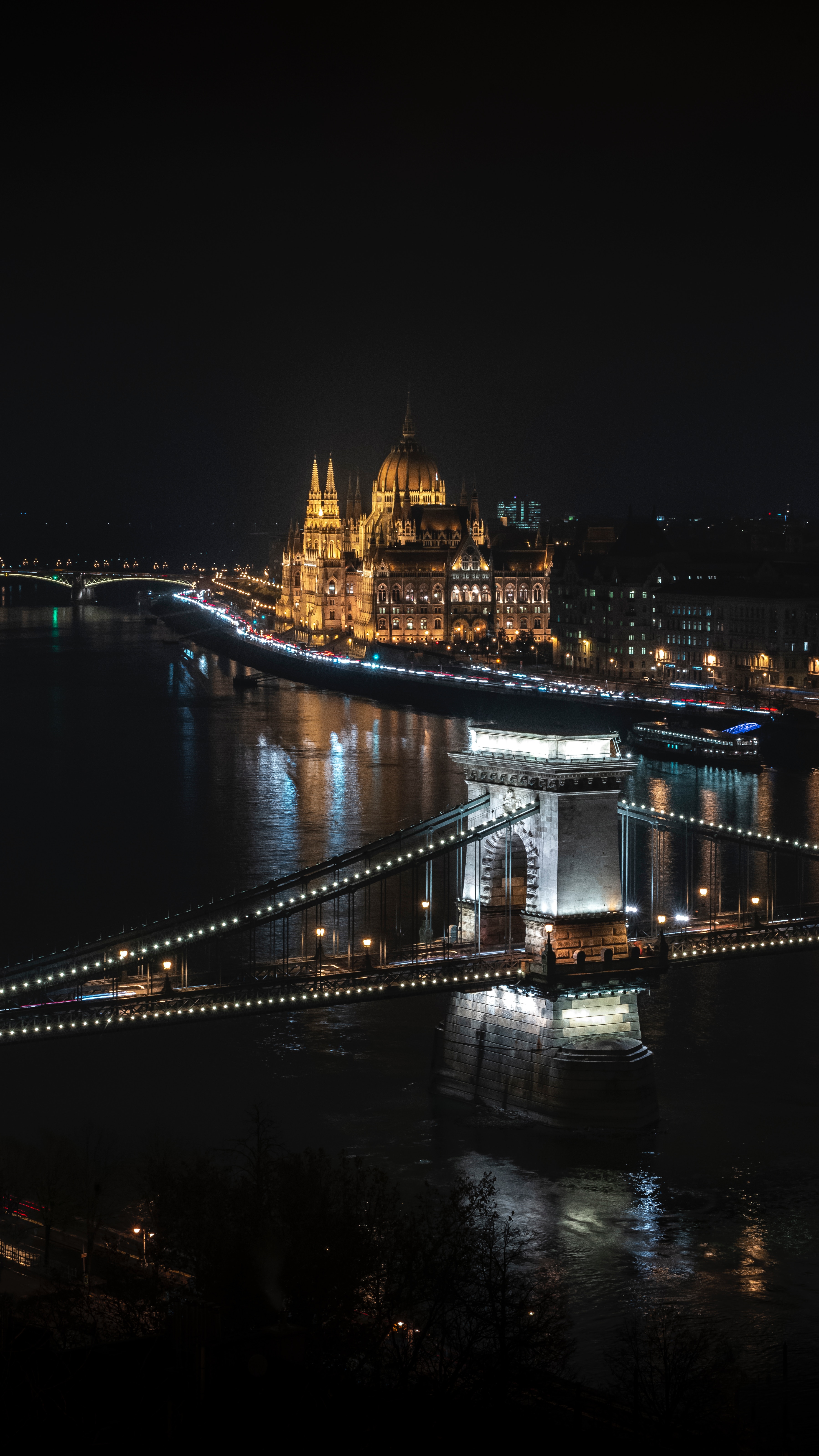 102115 скачать картинку будапешт, города, ночной город, огни города, мост, венгрия - обои и заставки бесплатно