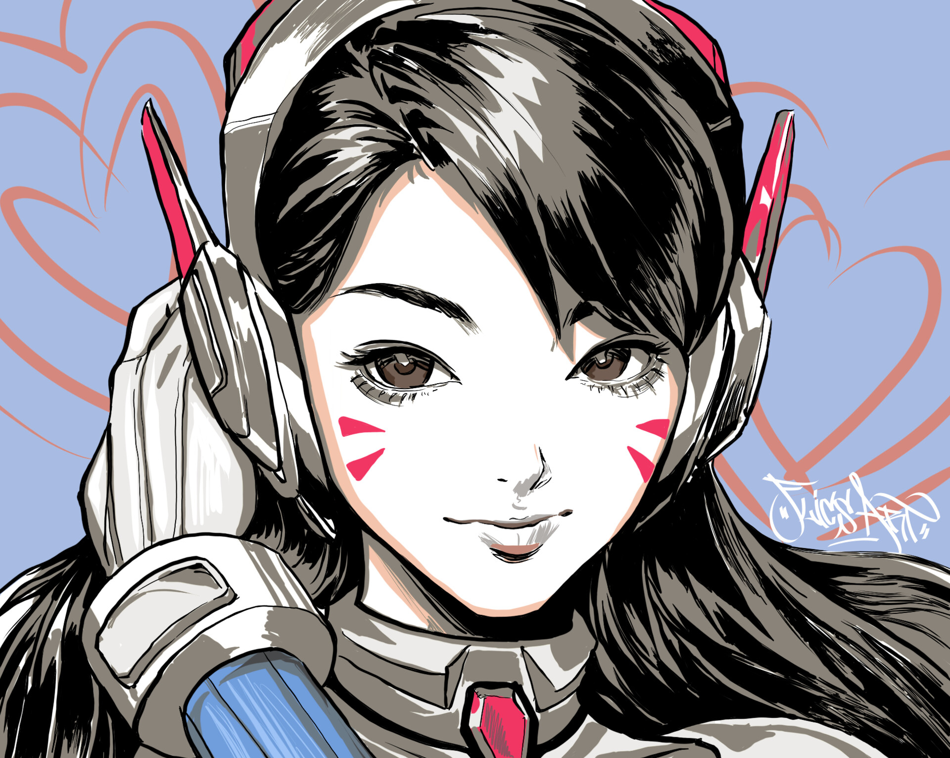 Handy-Wallpaper Gesicht, Overwatch, Computerspiele, D Va (Overwatch) kostenlos herunterladen.