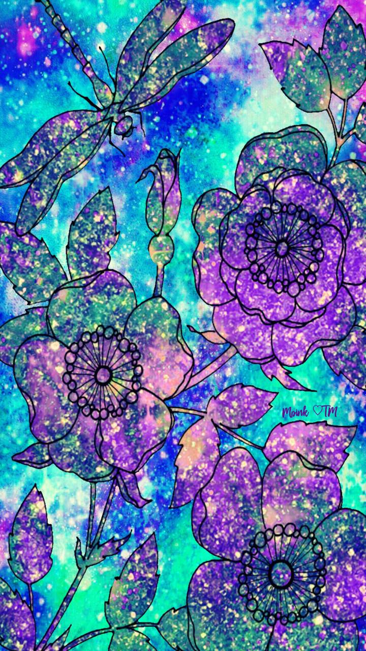 Download mobile wallpaper Flowers, Flower, Purple, Artistic, Sparkles for free.