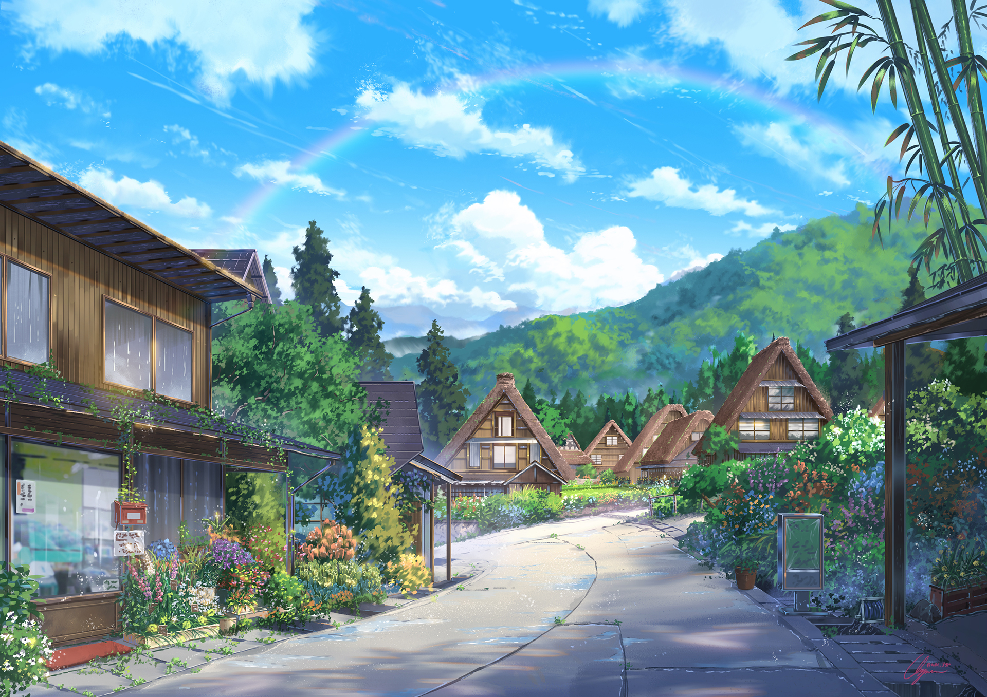 Download mobile wallpaper Anime, Rainbow, Flower, Original for free.