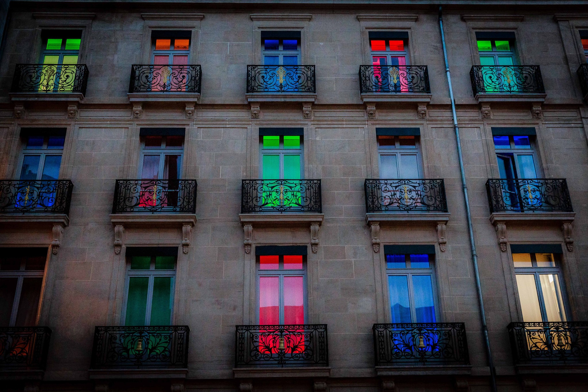 Free download wallpaper Light, France, Colors, Window, Colorful, Hotel, Man Made, Hotel Dijon on your PC desktop