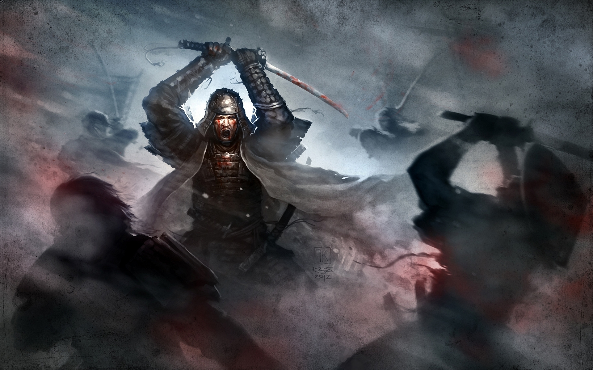 warrior, samurai, fantasy, battle, dark, death, katana, sword, weapon